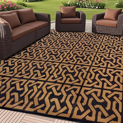 Miniatura 136 de SAND MINE Alfombras reversibles, alfombra de paja de plástico, alfombra de área moderna, alfombra de pavimento grande y alfombra para exteriores