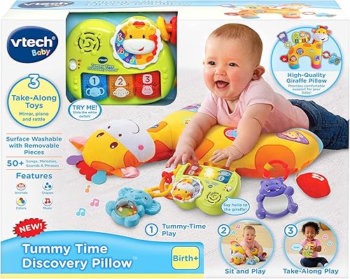 Miniatura 4 de VTech Almohada de descubrimiento del tiempo de barriga 3.94 x 15.75 x 27.17 pulgadas para 12 meses a 36 meses con almohadas de peluche para niños