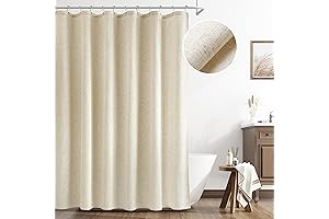 Naturoom Natural Linen Shower Curtain: Bohemian Country Farmhouse Ambiance