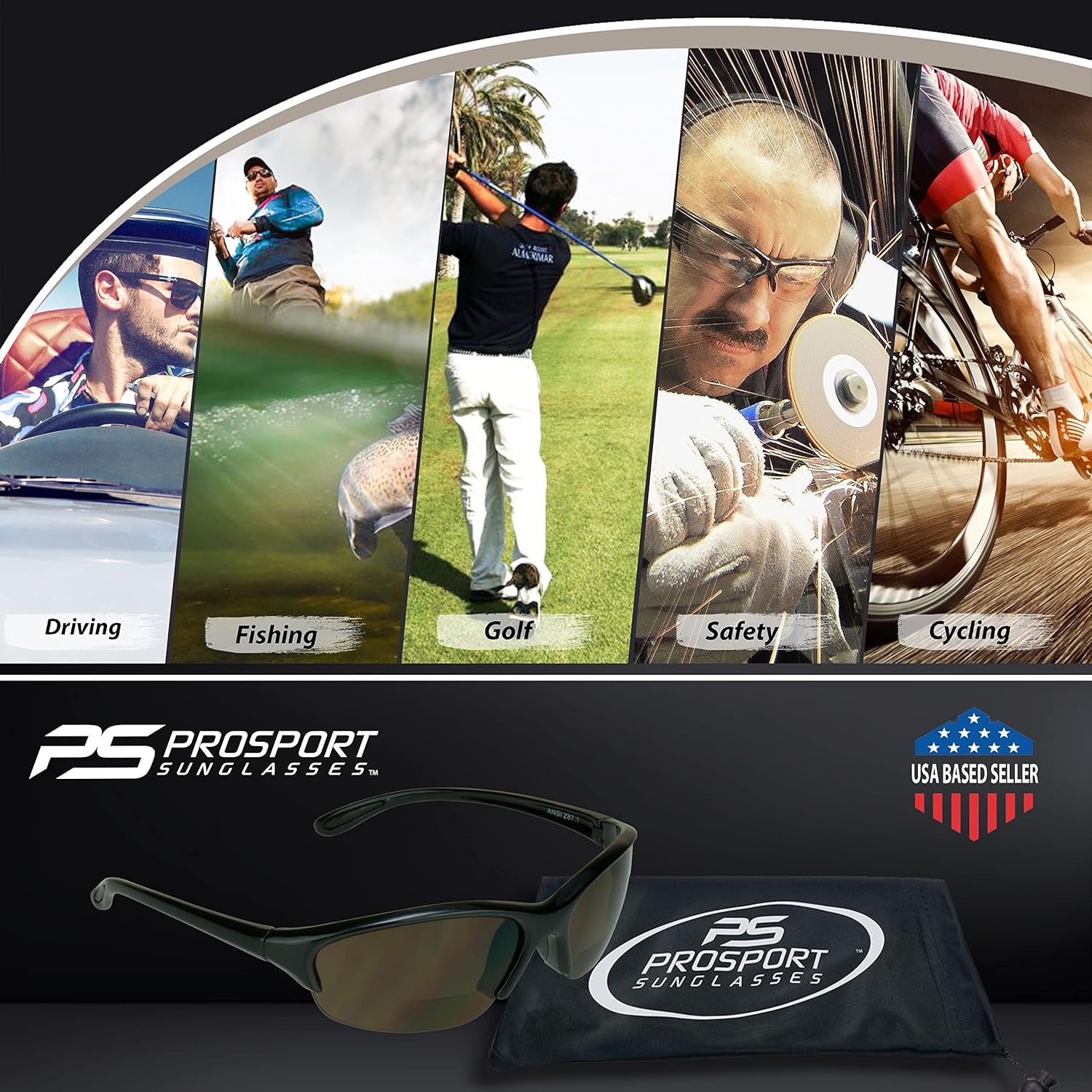 Miniatura 5 de proSPORT Bifocal Reader - Gafas de sol de seguridad Z87 tamaño más pequeño ciclismo motociclismo