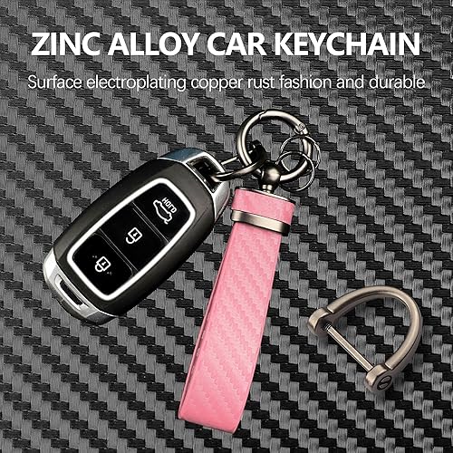 Miniatura 3 de Turcee Llavero de coche de fibra de carbono,Accesorios interiores automotrices Llaveros de cuero para automóvil,Accesorios de coche Llavero y anillo