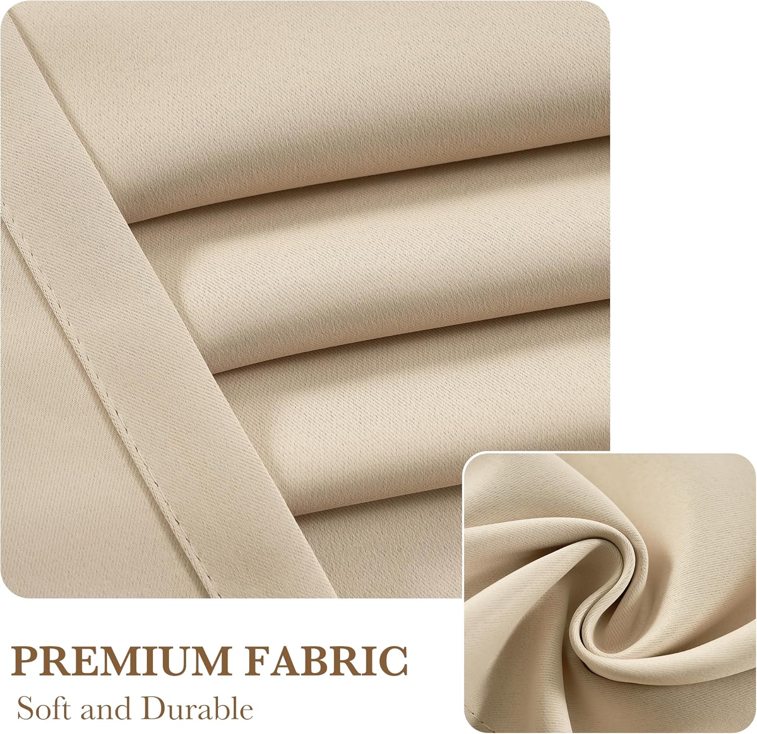 RYB HOME Magnetic Blackout French Door Curtain for Door Window, Thermal Insulated & Privacy Assured Doorway Curtain for Bedroom/Bathroom, Adhesive Window Drapes No Drill, W26 x L69, Beige, 1 Panel