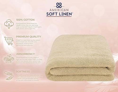 Miniatura 84 de American Soft Linen - Juego de 4 toallas de baño, 100% de algodón turco de 27 x 54 pulgadas, toallas de baño extragrandes, toallas para ducha