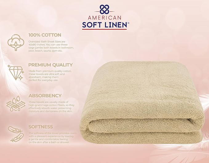 American Soft Linen Luxury Washcloths for Bathroom, 100% Cotton 4 Piece Turkish Wash Cloth Set, 13x13 in Soft Rags for Body and Face, Beige Washcloths