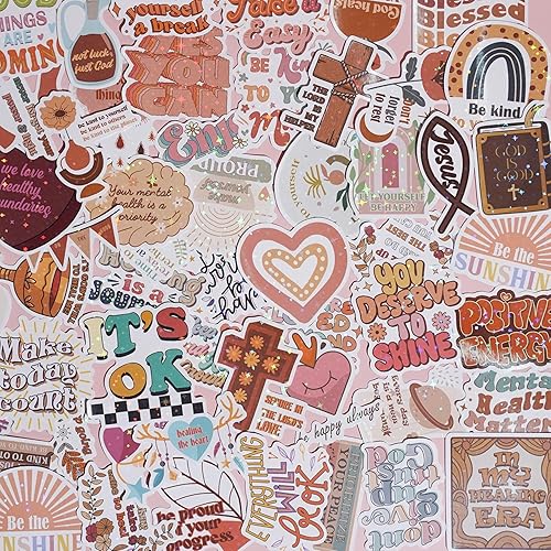 Miniatura 2 de 105 calcomanías motivacionales bohemias, holográficas, vintage, inspiradoras, bohemias, con fe de Jesús, para cristianos, calcomanías de sanación de