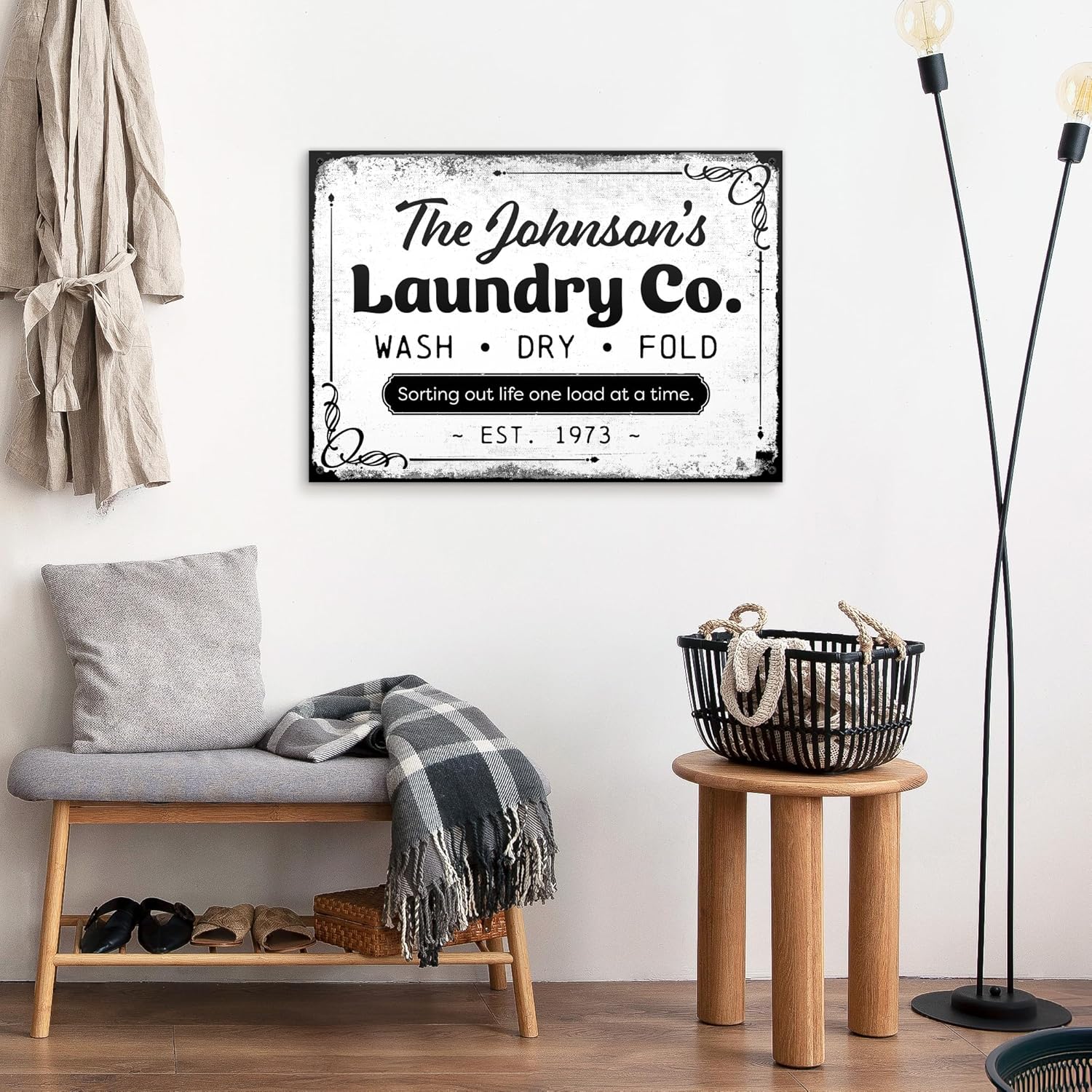 Custom Laundry Room Co. Wash Dry and Fold Sign, Custom Name For Laundry Room Decor Sign, 14x20 Inches, Rust Free ACM, Fade Resistant, Made in USA by My Sign Center
