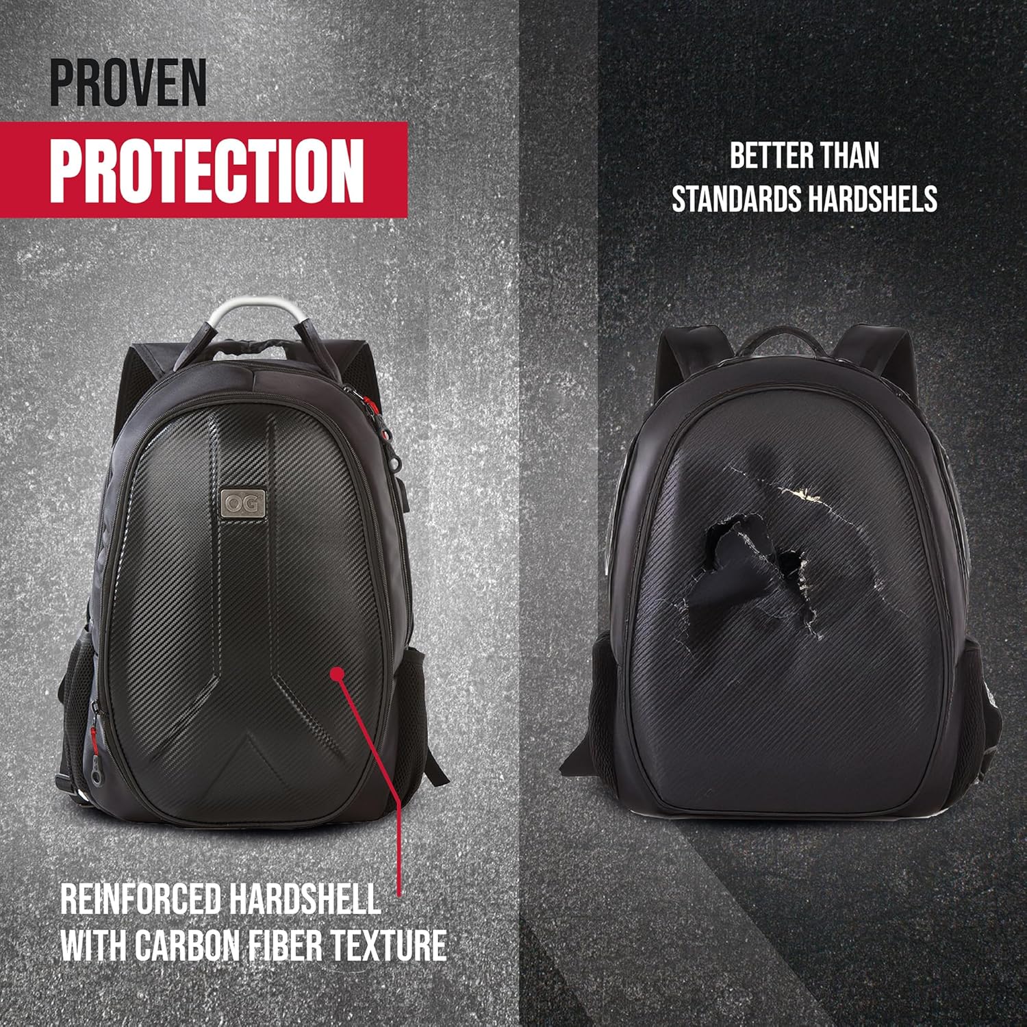 OG Original GetAway Motorcycle Backpack Waterproof, Man, Hard Shell, Large Capacity, Expandable 35L-45L, Motorbike Helmet Bag, Helmet Rucksack, Antitheft, Reflective, USB, Laptop - Image 4