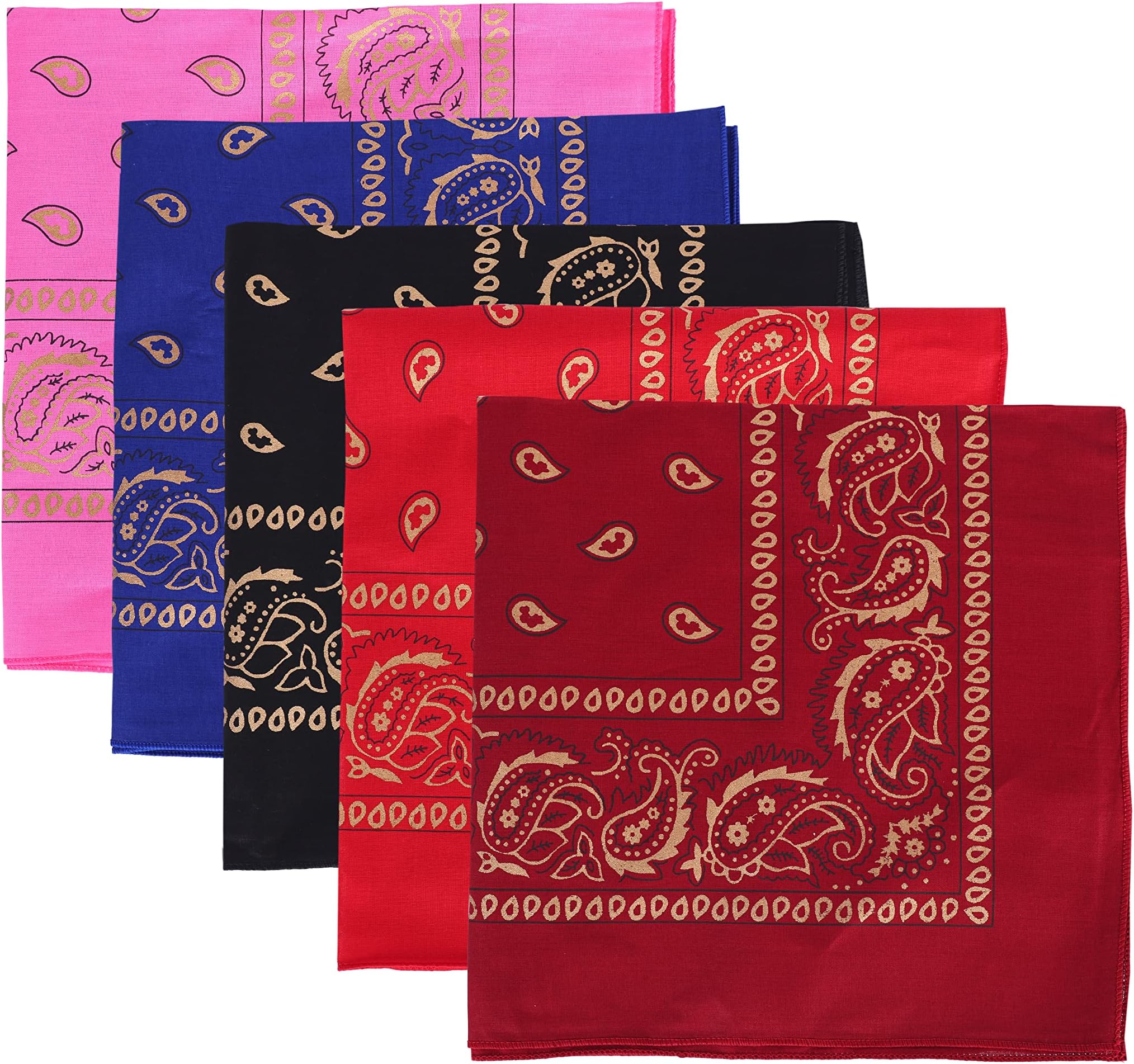 Motique AccessoriesSet of 5 Large Cotton Paisley Bandanas