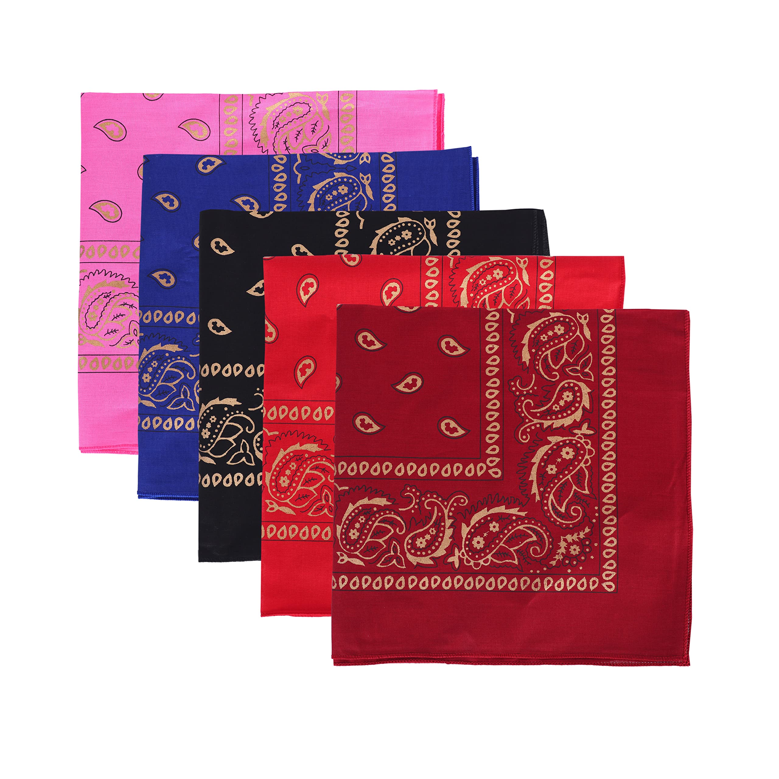 Motique AccessoriesSet of 5 Large Cotton Paisley Bandanas