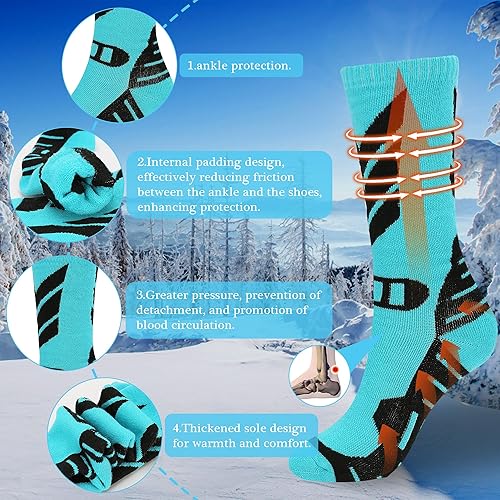 Miniatura 3 de wanchel Warm Kids Ski Socks - 2 Pairs Merino Wool Skiing Socks, Winter Warm Snowboard Thermal Socks For Boys Girls Toddlers
