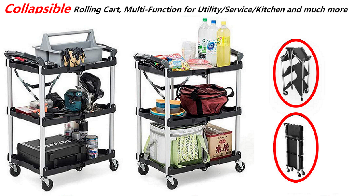 Olympia Tools 85-188 Pack-N-Roll Folding Collapsible Service Cart