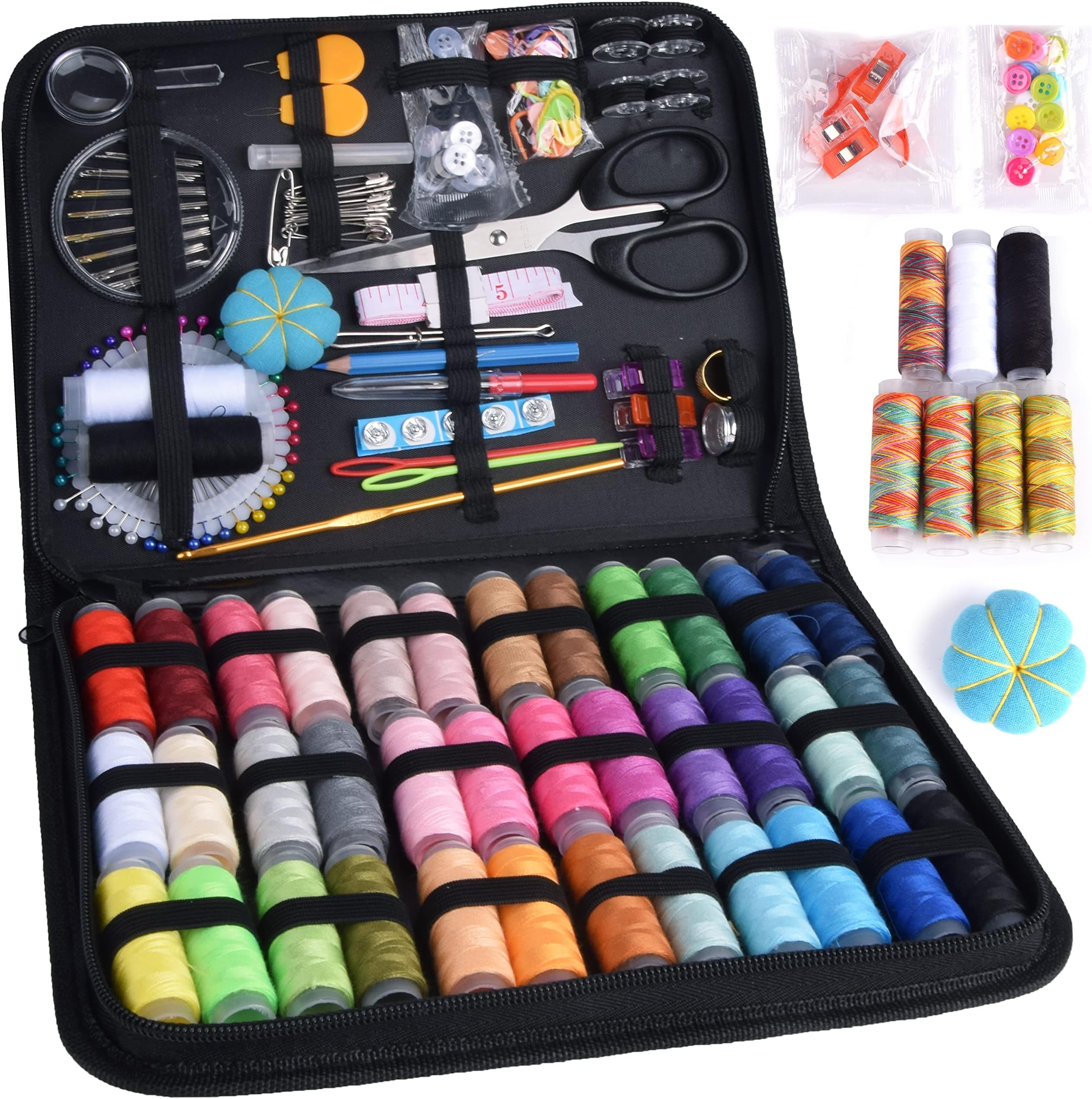 Excefore Sewing Kit, 226 Premium Sewing Supplies with PU Case, 43 XL Thread Spools, Thimble, Thread, Needle for Beginners/Professionals/Adults, DIY and Home Button Repair Kit