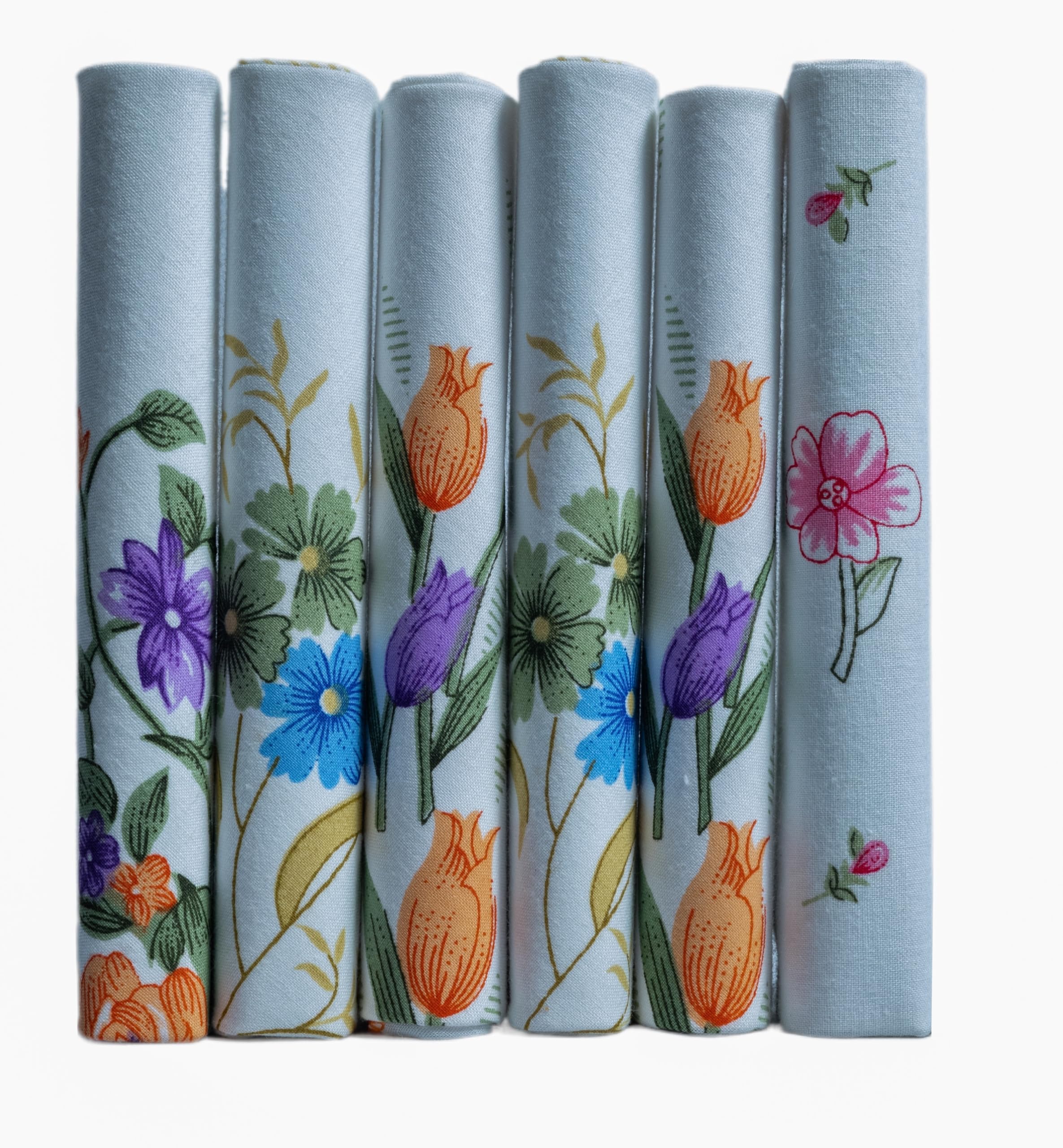White With Flower Prints Pure Cotton Ladies Premiun Handkerchieves-image-17