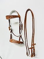 Vista 5 de Sidepull - Brida sin mordazas con tallado a mano de diseñador en banda de cejas y banda de nariz ovalada