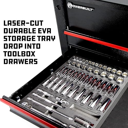 Miniatura 6 de Powerbuilt Juego de herramientas para llaves de vaso y trinquete, barras de extensión, enchufes profundos y poco profundos, bandeja organizadora,