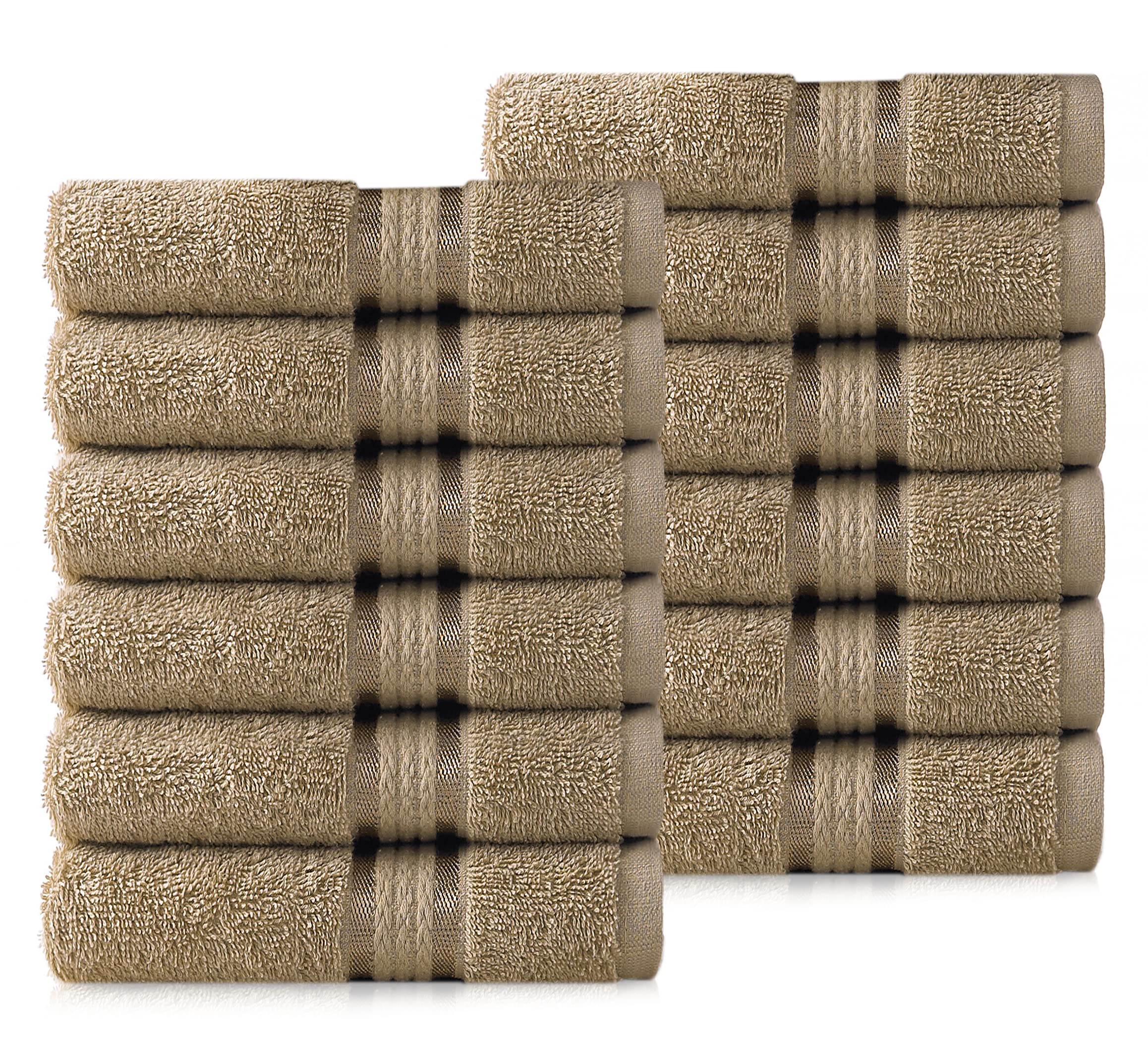 COTTON CRAFT Ultra Soft Washcloths - 12 Pack - 12x12-100% Cotton Facecloths - Baby Wash Cloths - Absorbent Quick Dry Everyday Luxury Hotel Bathroom Kitchen Spa Gym Pool Camp Dorm - 580 GSM - Linen