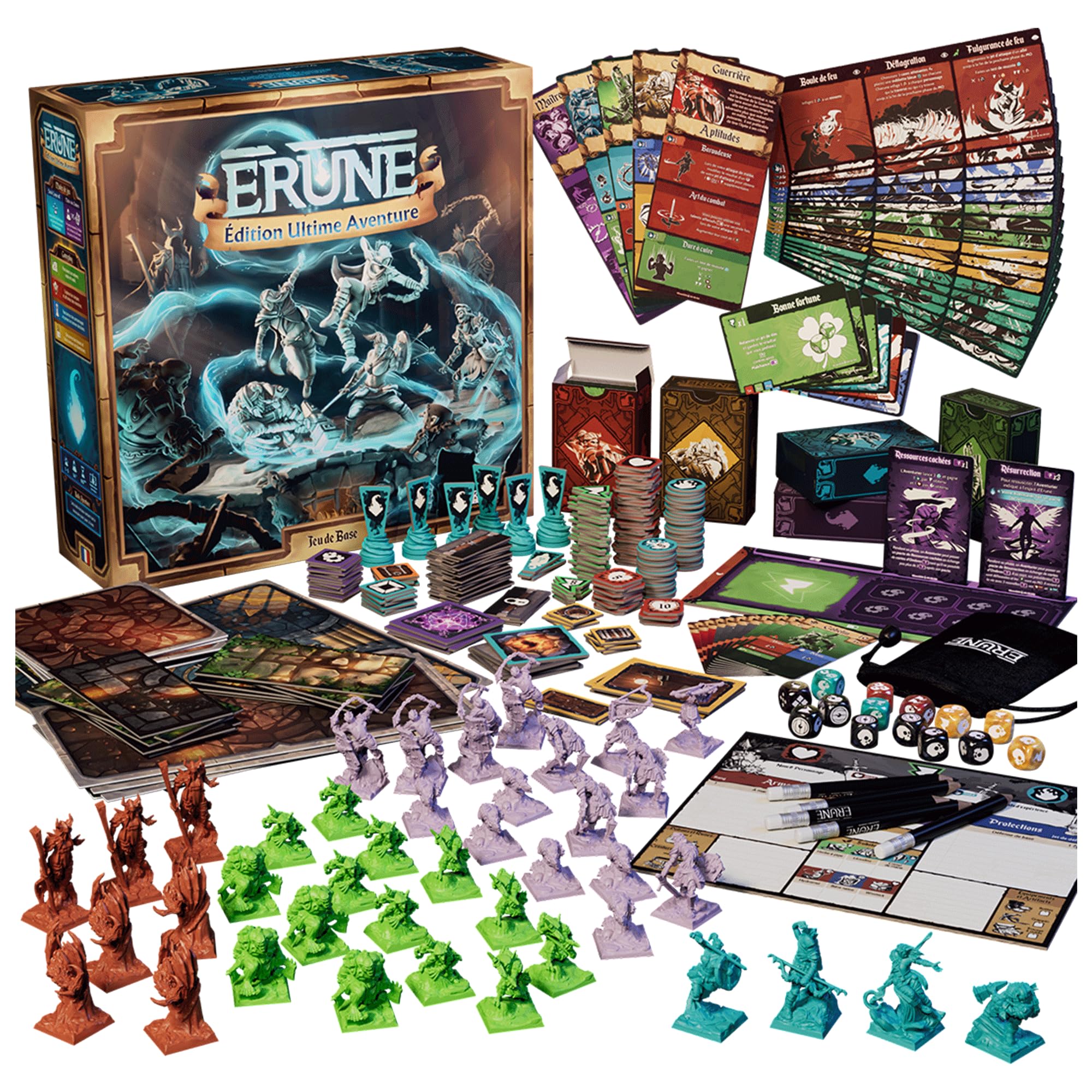 ERUNE Edition Aventure Ultime - Jeu de Société Coopératif/Compétitif avec Application - Dungeon Crawler Épique Médiéval Fantastique - Campagne Narrative Immersive - 14 Ans - 1-5 Joueurs - 120 Minutes