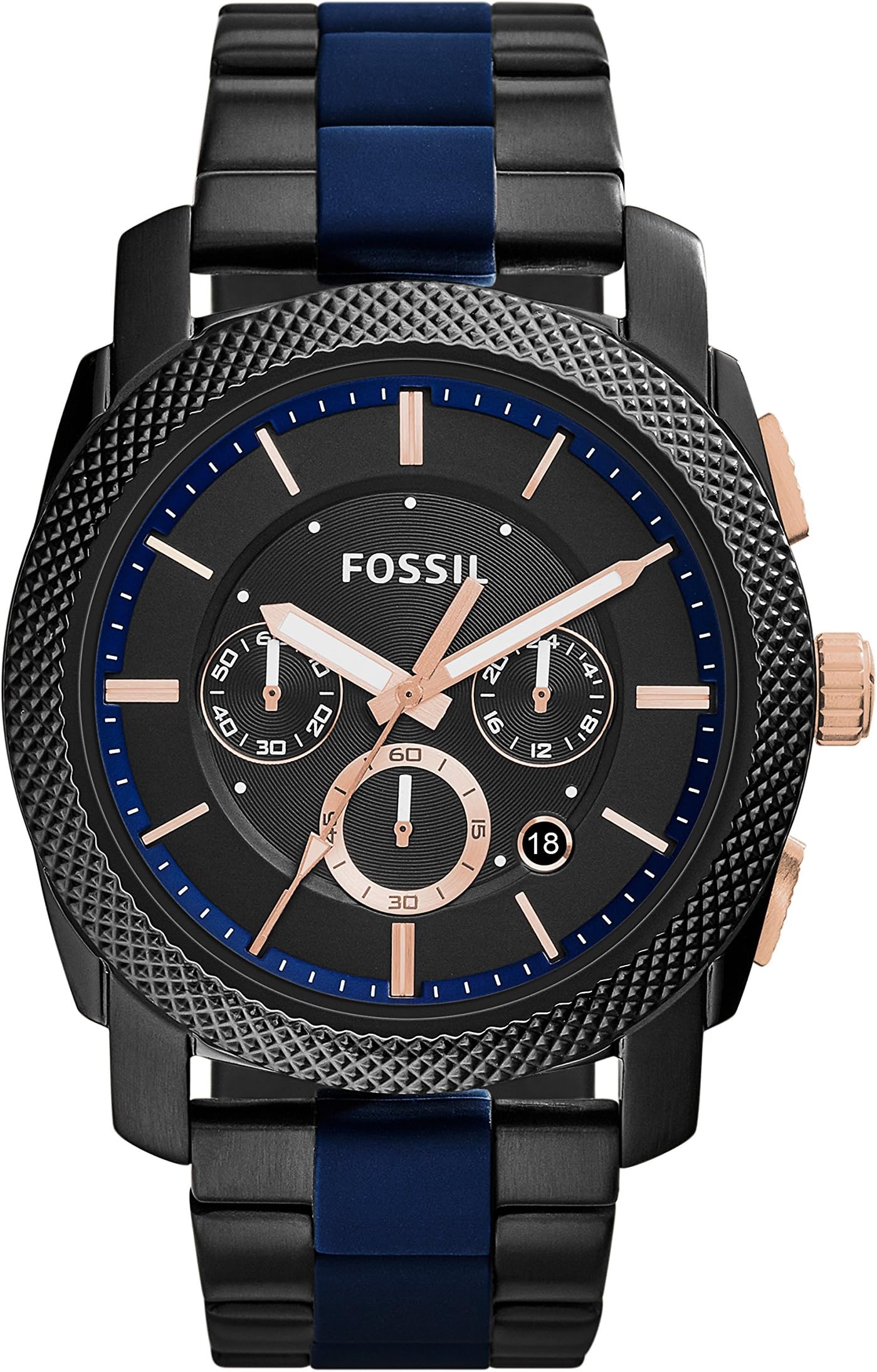 FossilAnalog Black dial men Watch FS5164 Stainless Steel, Multicolor Strap