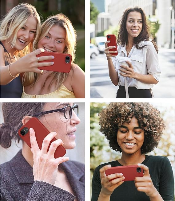 Babilden iPhone 17E / 16E İle Uyumlu Kılıf İnce Ve Dayanıklı Sıvı Silikon 3 Katmanlı Tam Kaplamalı Şık Yumuşak Jel Hissi Yüksek Kalite Kauçuk Telefon Kılıfı (Sönük Kırmızı)