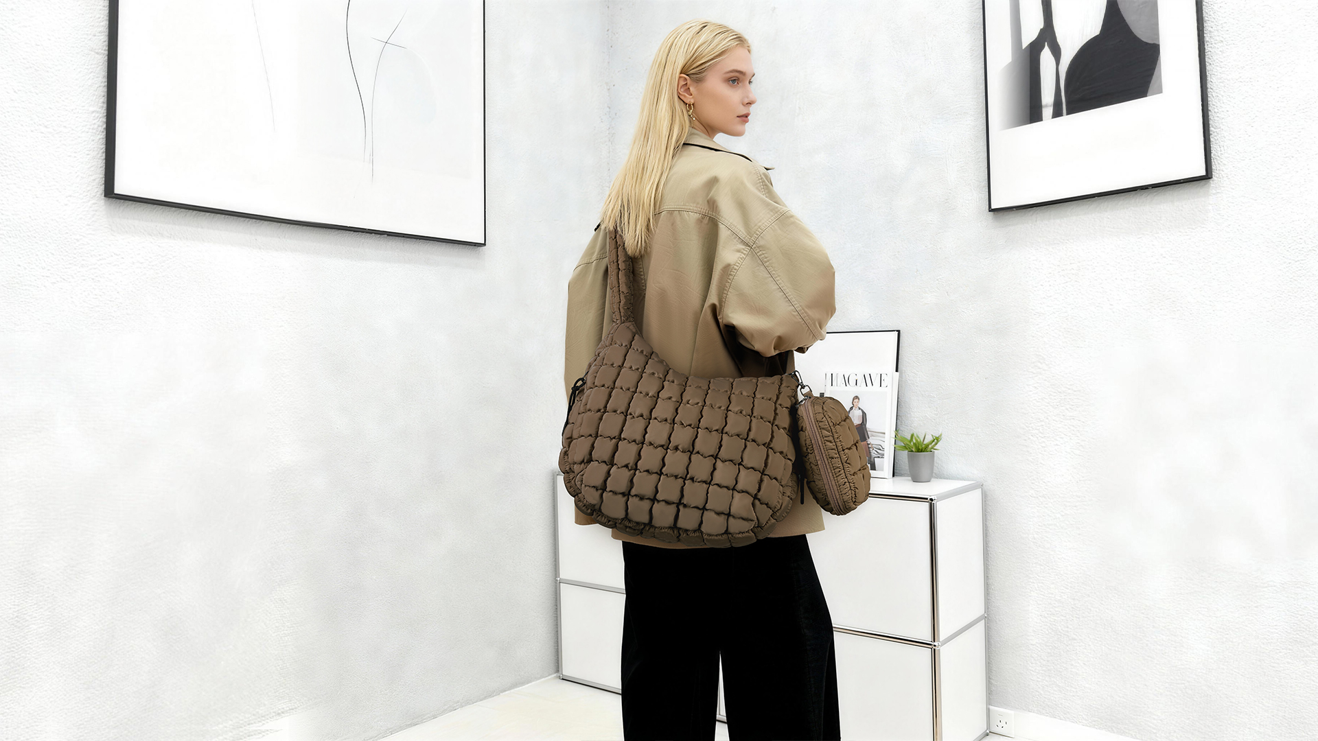 Bolso Tote Acolchado Puffer con Correa Ajustable para Mujer miniatura 7