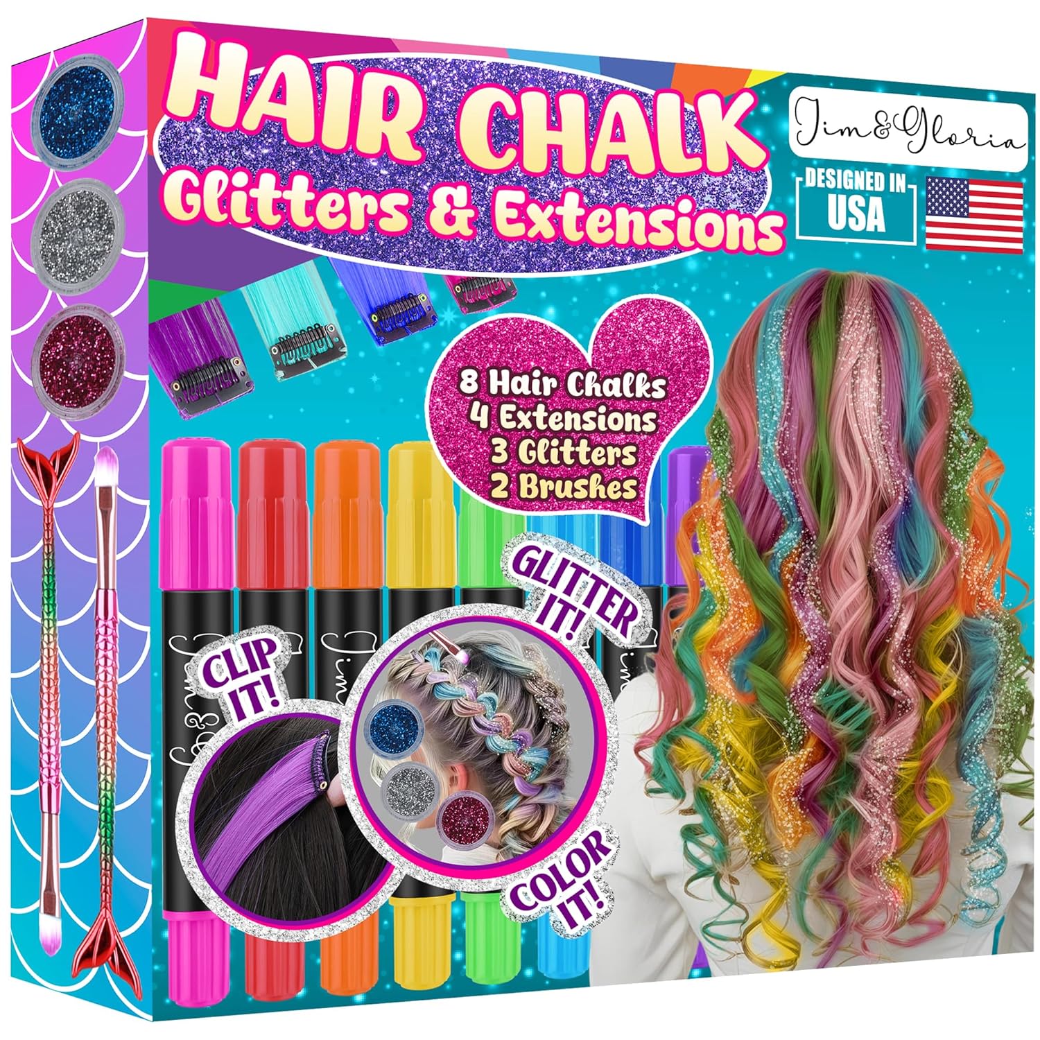 Jim&Gloria Dustless Hair Chalk for Girls Washable...