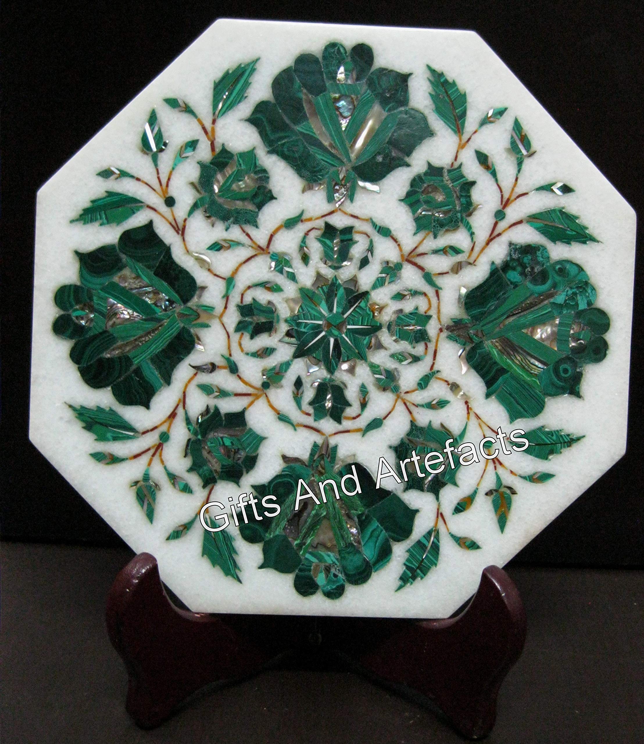 Support de théière en malachite et marbre | Centre de table d'art floral chic 20cm