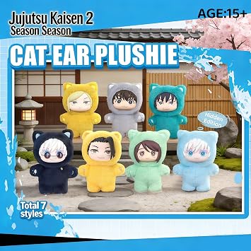 MINISO Random 1pc Jujutsu Kaisen Plush Keychain Set, Officially Licensed Anime Soft Vinyl Pendant, Gojo Yuji Megumi Sukuna, Cute Bag Charm Gift for Anime Fans