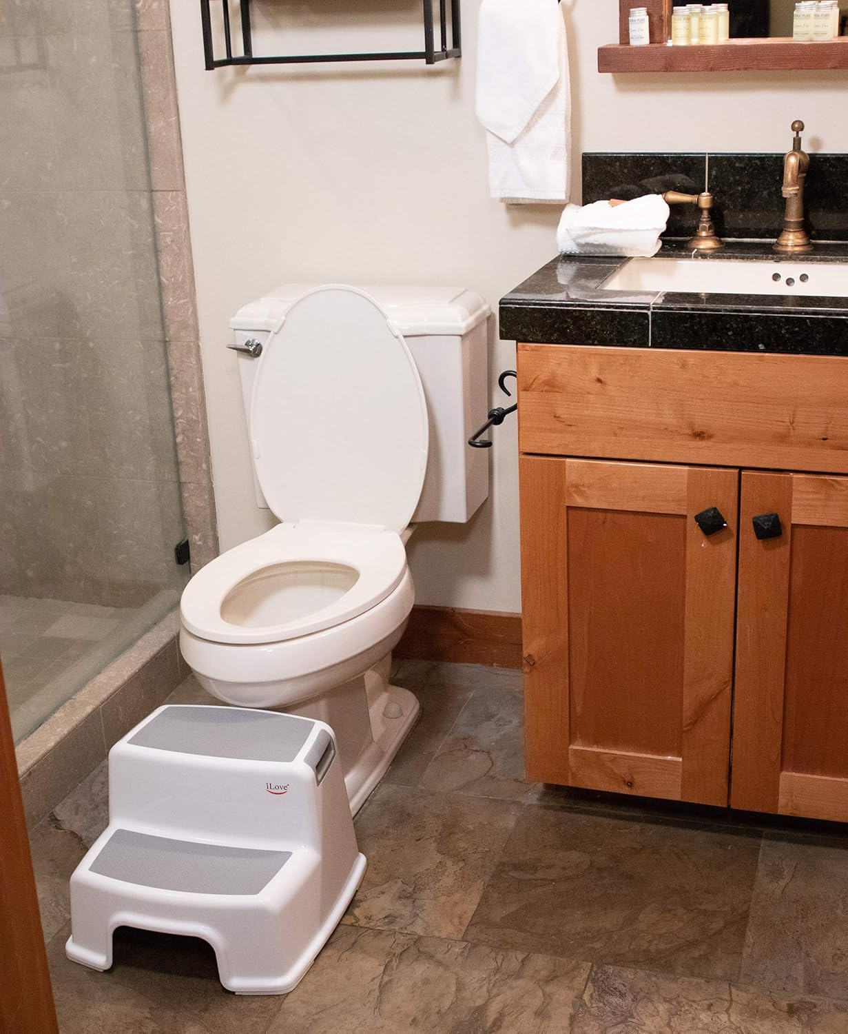 Wide+ 2 Step Stool for Kids (Pack of 1) | Toddler Stool for Toilet Potty Training | Slip Resistant Soft Grip for Safety as Bathroom Potty Stool and Kitchen Step Stool | Extra Wide Two Step | iLove : Baby