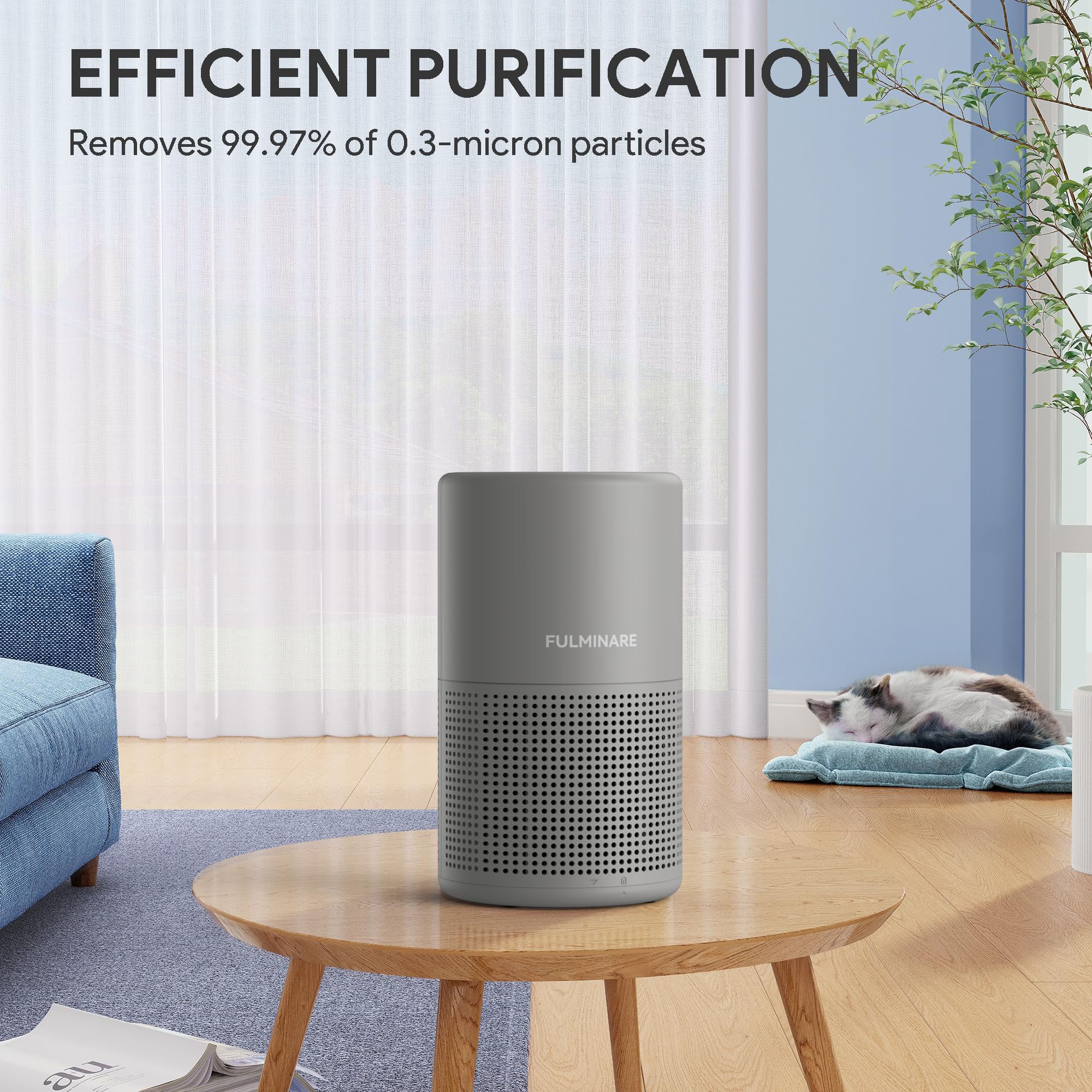 FULMINARE Air Purifiers for Bedroom H13 True HEPA Air Filter (Gray) view 6
