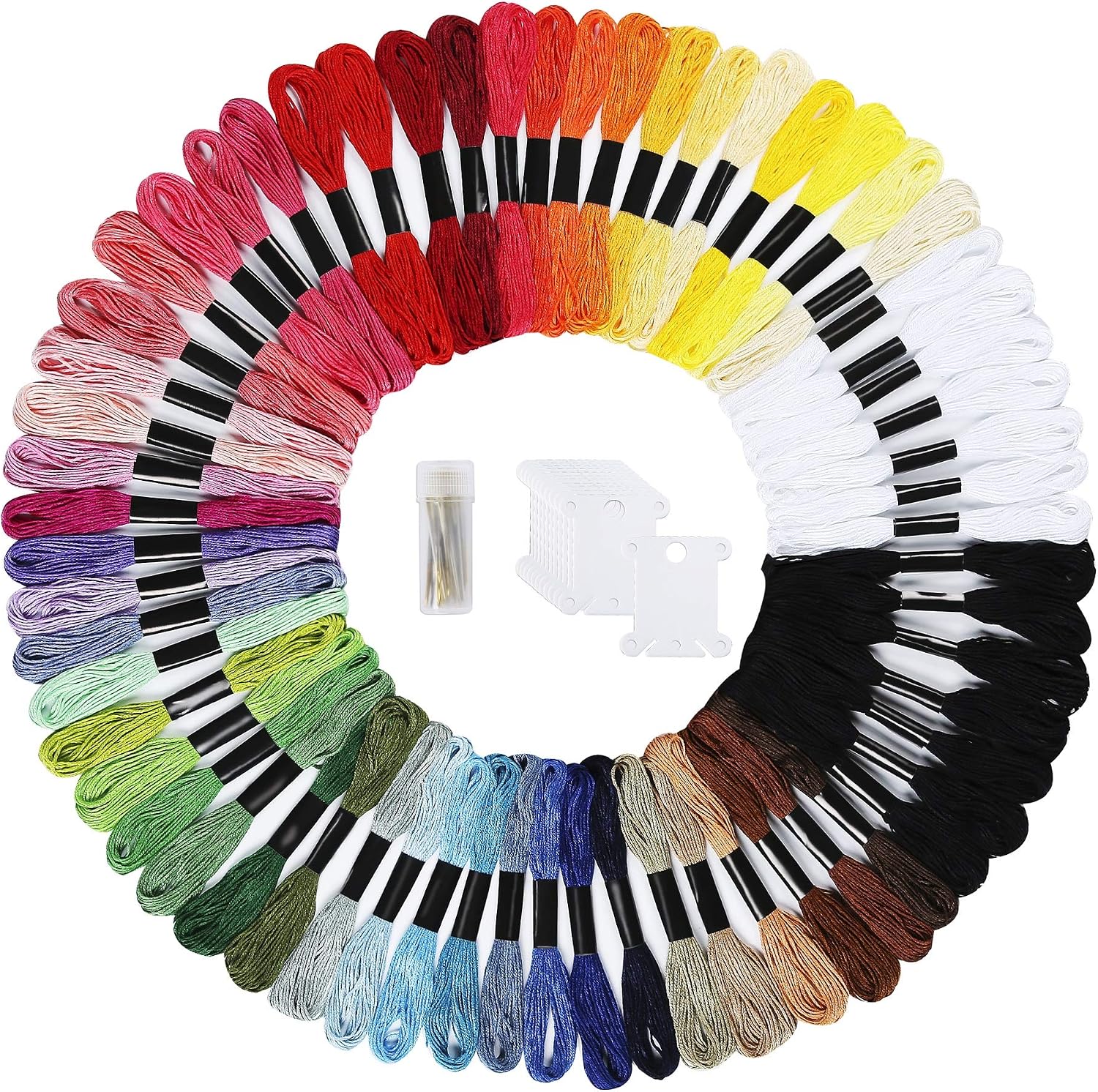 Peirich Embroidery Floss 62 Skeins Friendship Bracelets Floss with Black White Cross Stitch Floss Embroidery Thread, Embroidery Needles,12 Pieces Floss Bobbins - Great Gift for Mother's Day