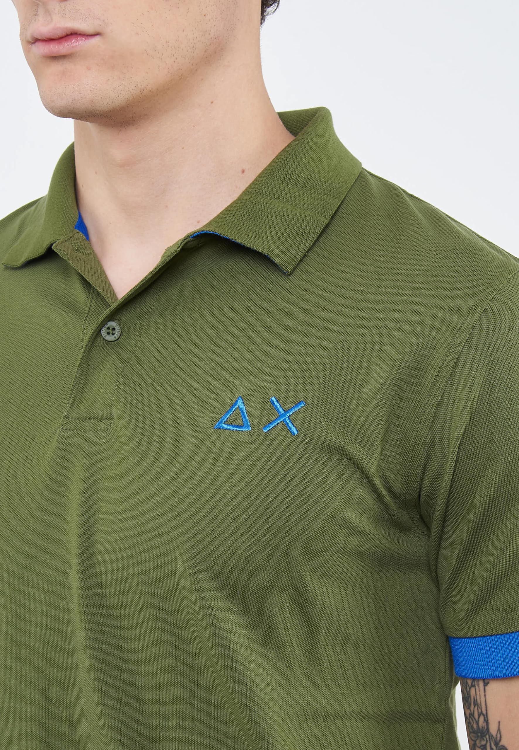 SUN68 Polo con Maxi Logo in Cotone