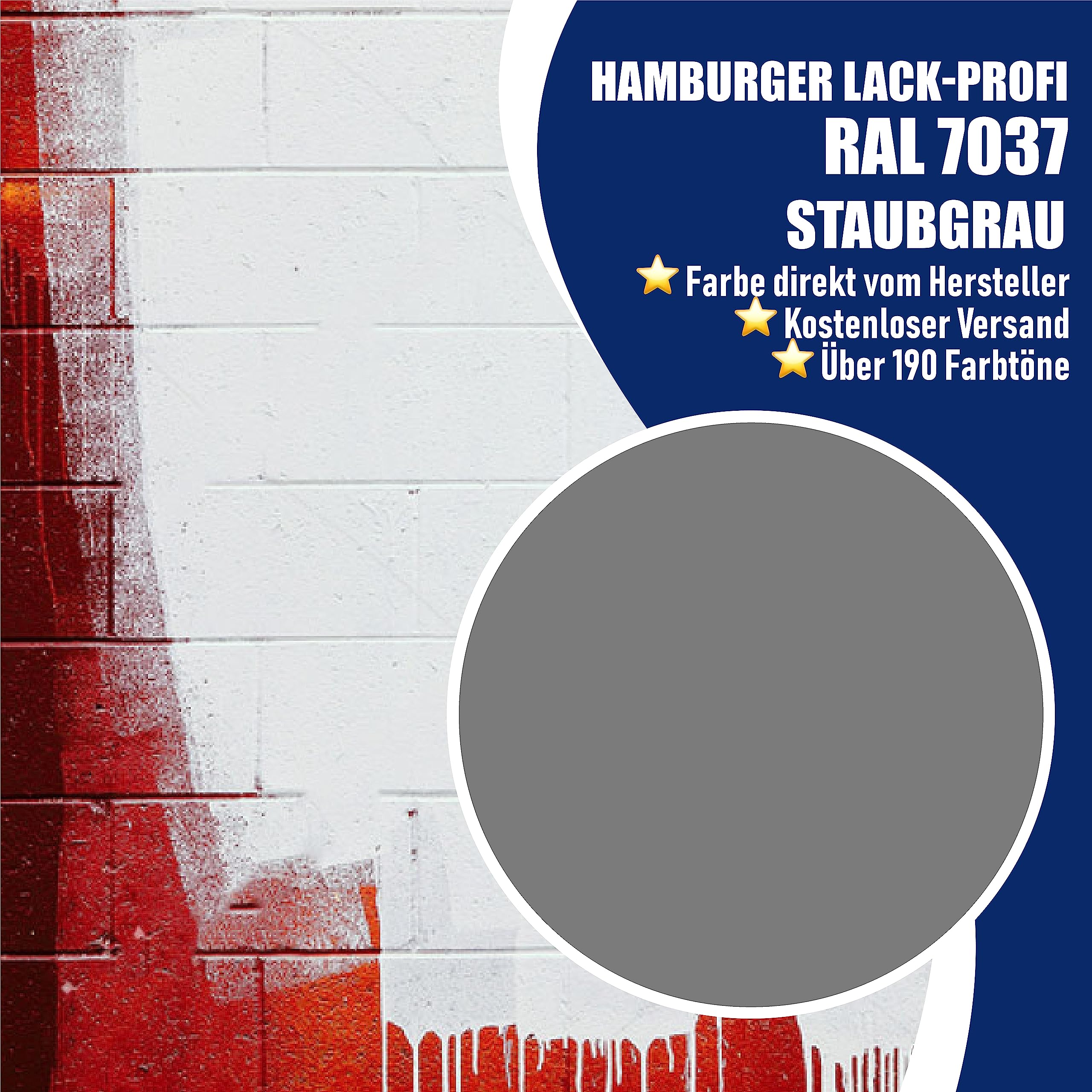 Hamburger Lack-Profi Betonfarbe SEIDENMATT Staubgrau RAL 7037 Grau Bodenfarbe Bodenbeschichtung Betonbeschichtung Fassadenfarbe (2,5 L)