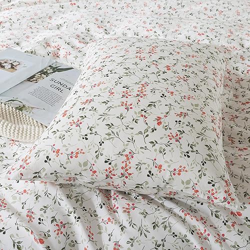 Miniatura 157 de HoneiLife - Juego de funda de edredón floral 100% algodón, 3 piezas, botánica, ropa de cama con cierre de cremallera y lazos en las esquinas