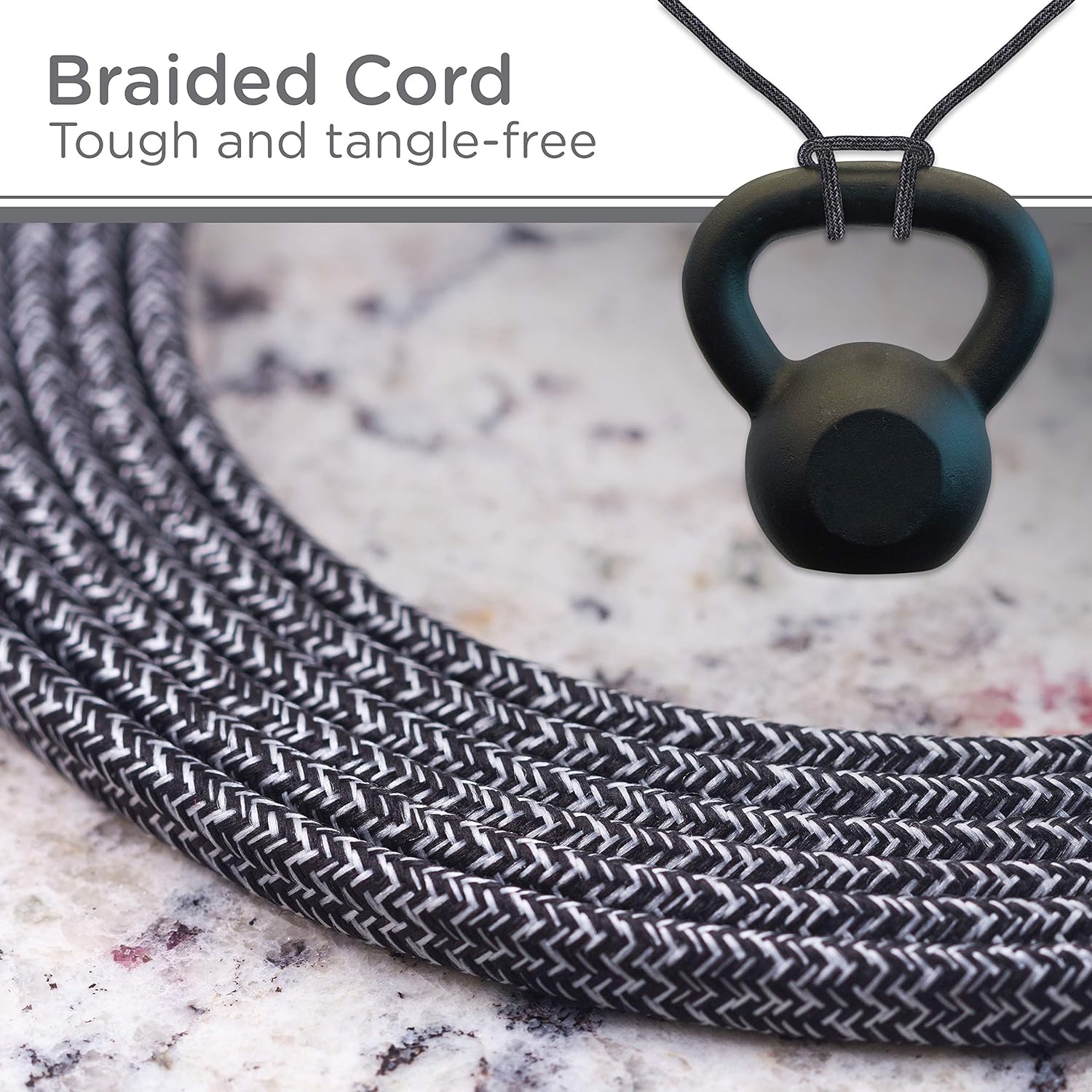 Cordinate Designer 3-Outlet Power Strip, 2 Ft Braided Extension Cord, Grounded Adapter, Low-Profile Flat Plug, UL Listed, Black/Dark Heather, 47298 : Everything Else