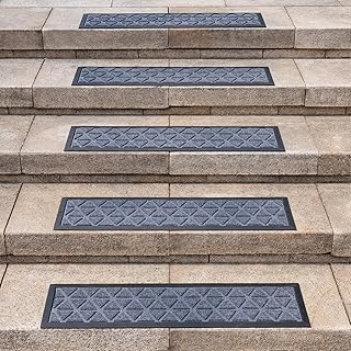 Outdoor Stair Treads Non-Slip Rubber 35" x 10" 6 Pack, Carpet Stair Treads with