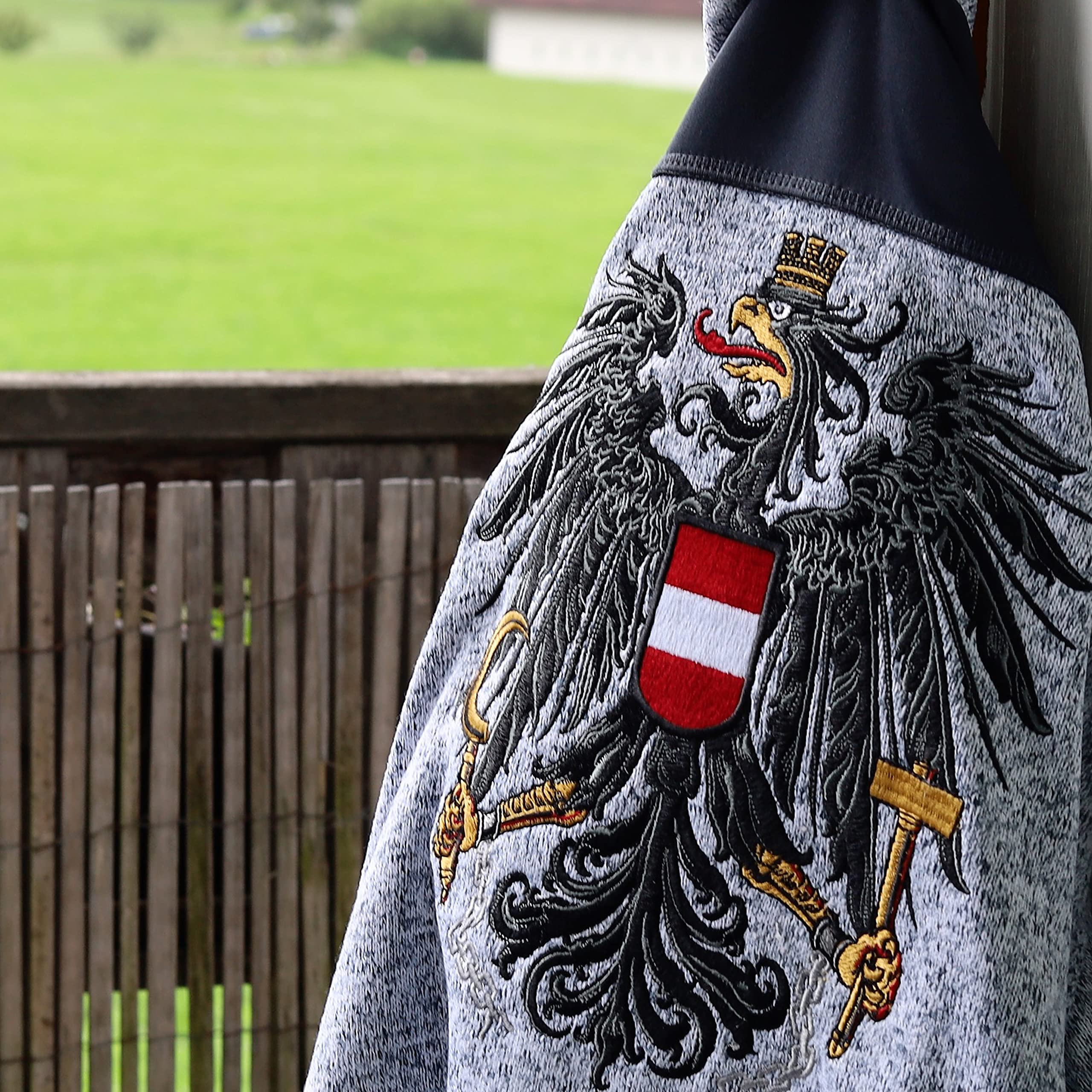 ÖSTERREICH Strickfleecejacke Herren Adler GESTICKT