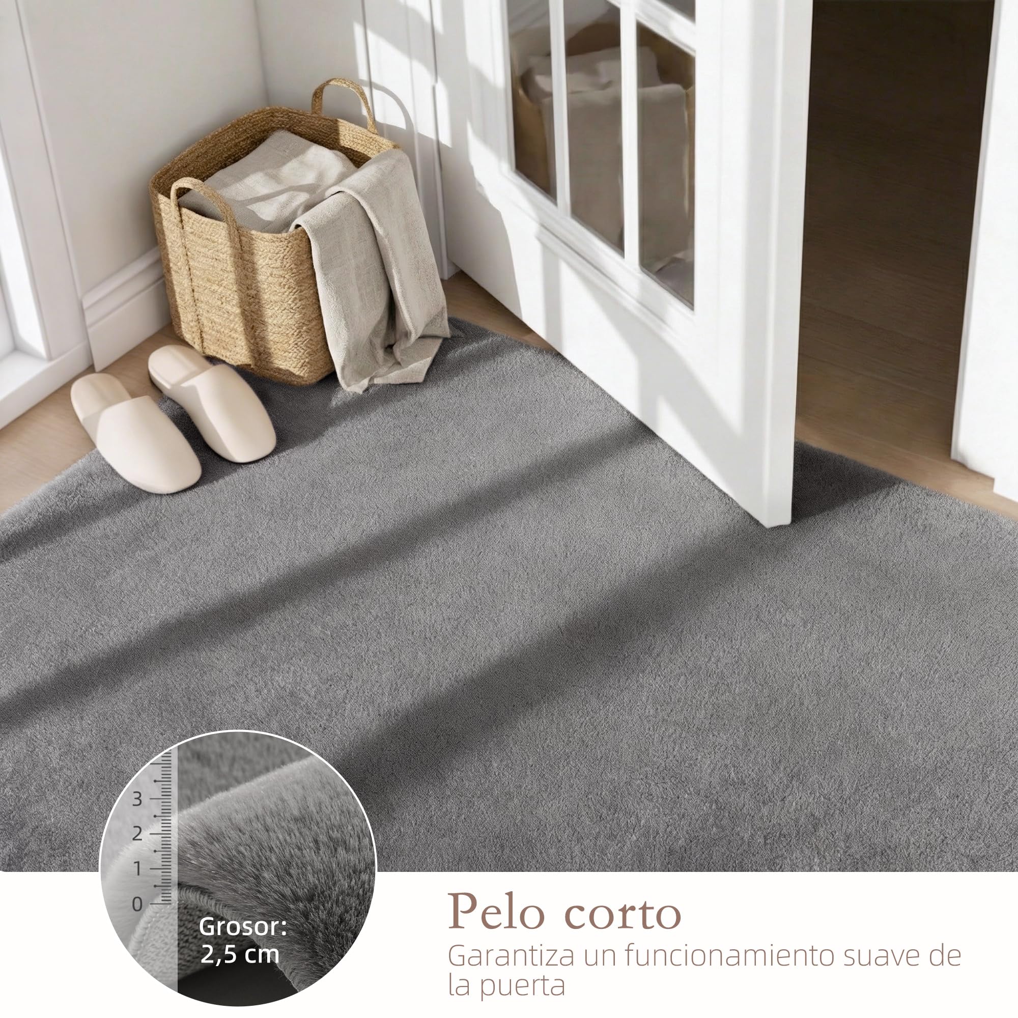 HOMCOM Alfombra Salón Pelo Largo Lavable 160x230 cm Gris Claro