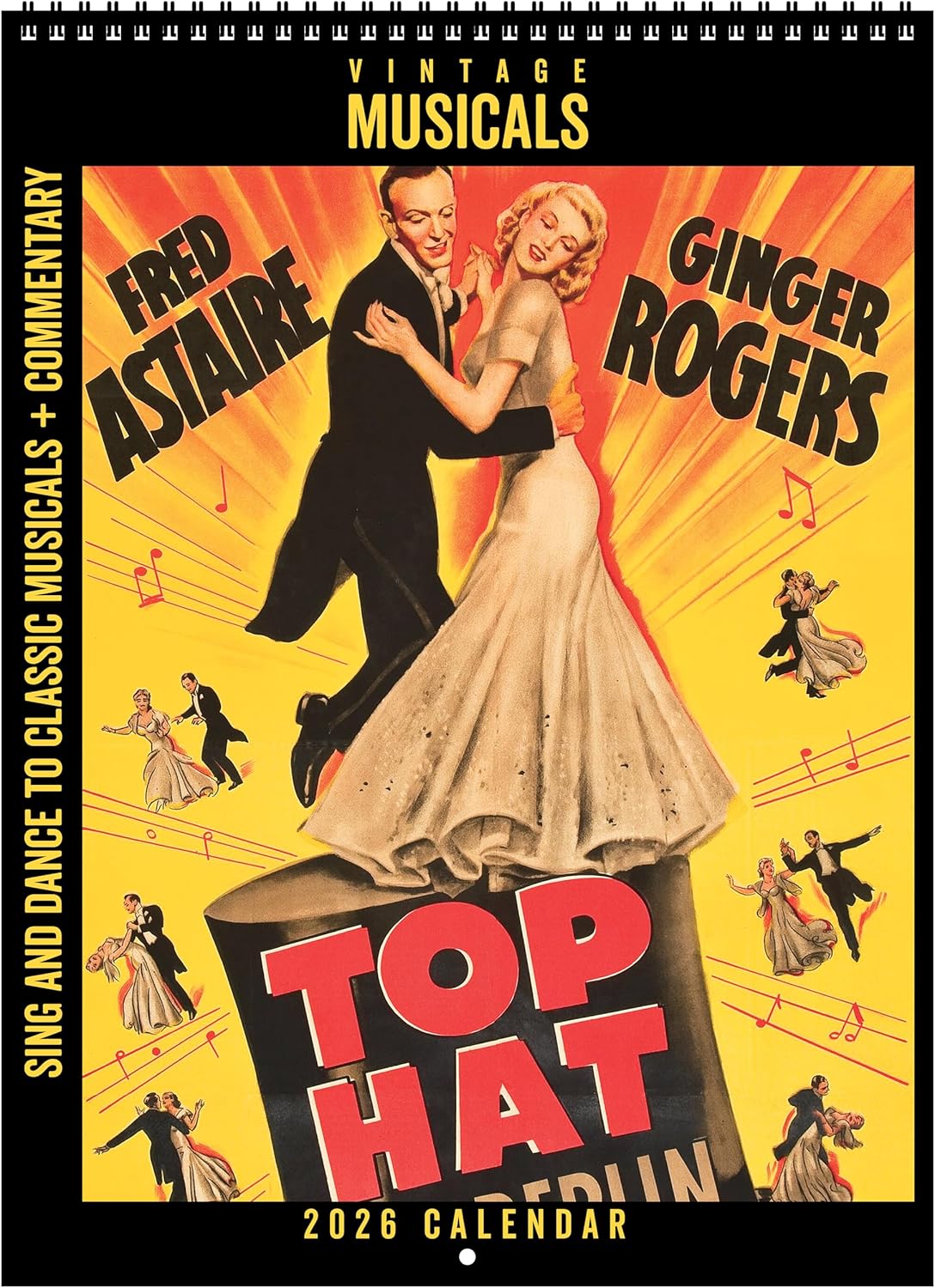 Asgard Press 2026 Vintage Musicals Deluxe Wall Calendar, 16 Months, Frame-Ready Musical Movie Poster Art with Commentary, 11”x15” (Size When Open)