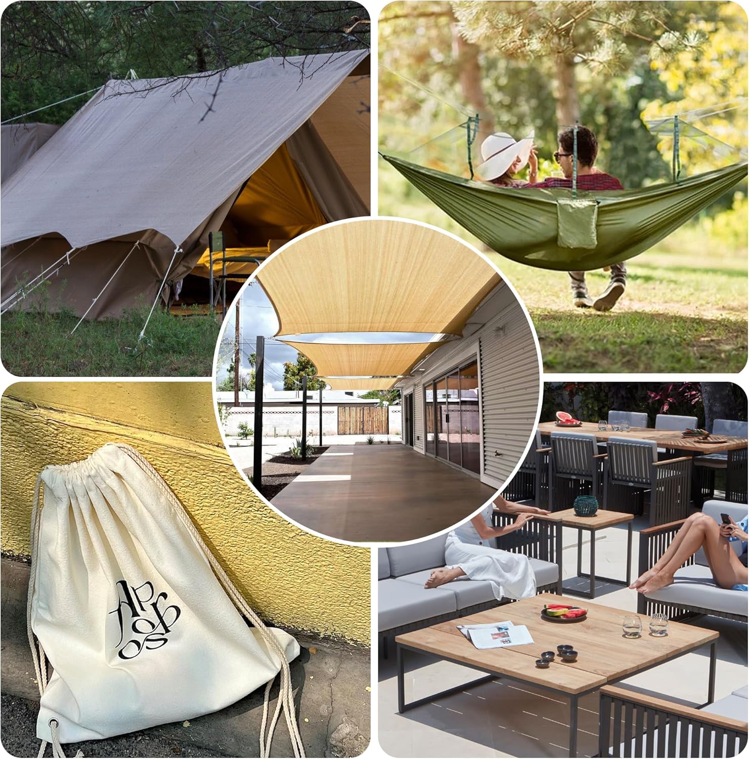 600D Waterproof Canvas Fabric by The Yard 58” W Outdoor Upholstery Fabric for Chairs Indoor Polyester Material Patio Cushion Furniture Cover DIY Sewing, 5 Yard Light Grey