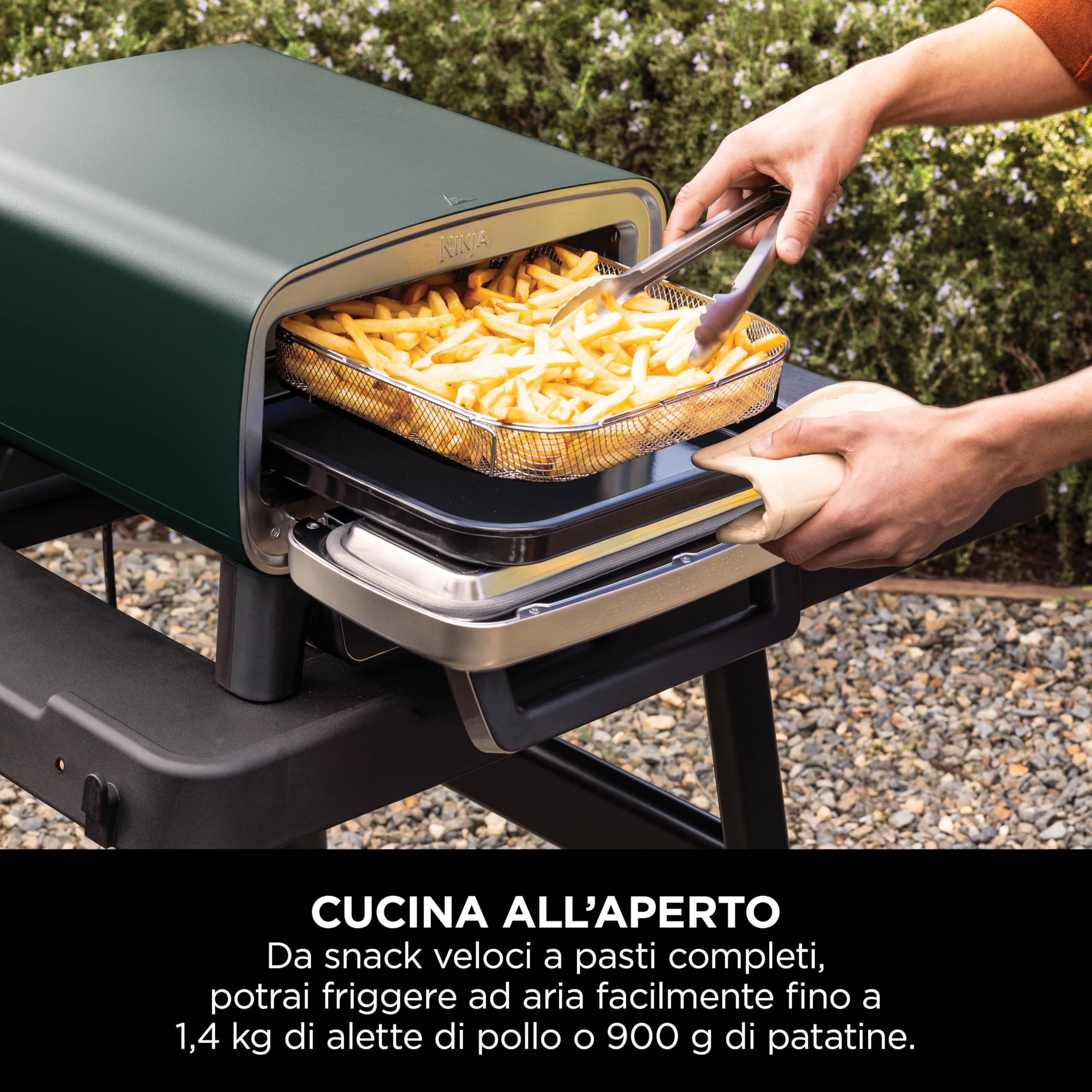 Ninja Artisan Forno elettrico per pizza e friggitrice ad aria da esterno MO201AMZEU 30 cm verde