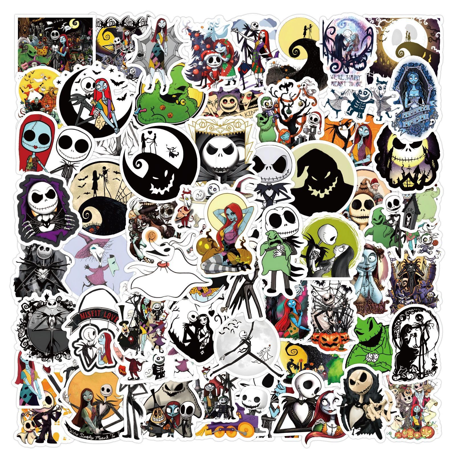 60Pcs The Nightmare Before Christmas Stickers for Kids Stickers Cute Gifts for Girls Boys Halloween Sticker for Kids Waterbottle Laptop Guitar Classroom Prizes for Elementary Students (Nightmare)