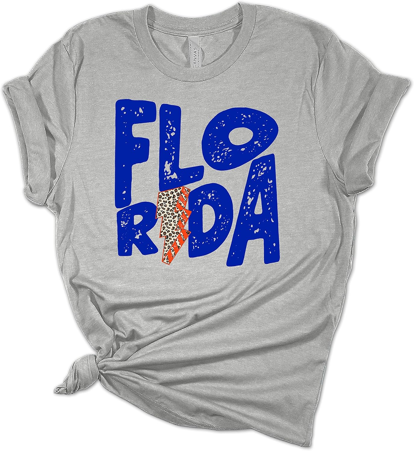 Womens Football Tshirt Team Color Football Leopard Lightning Bolt Short Sleeve T-Shirt Graphic Tee