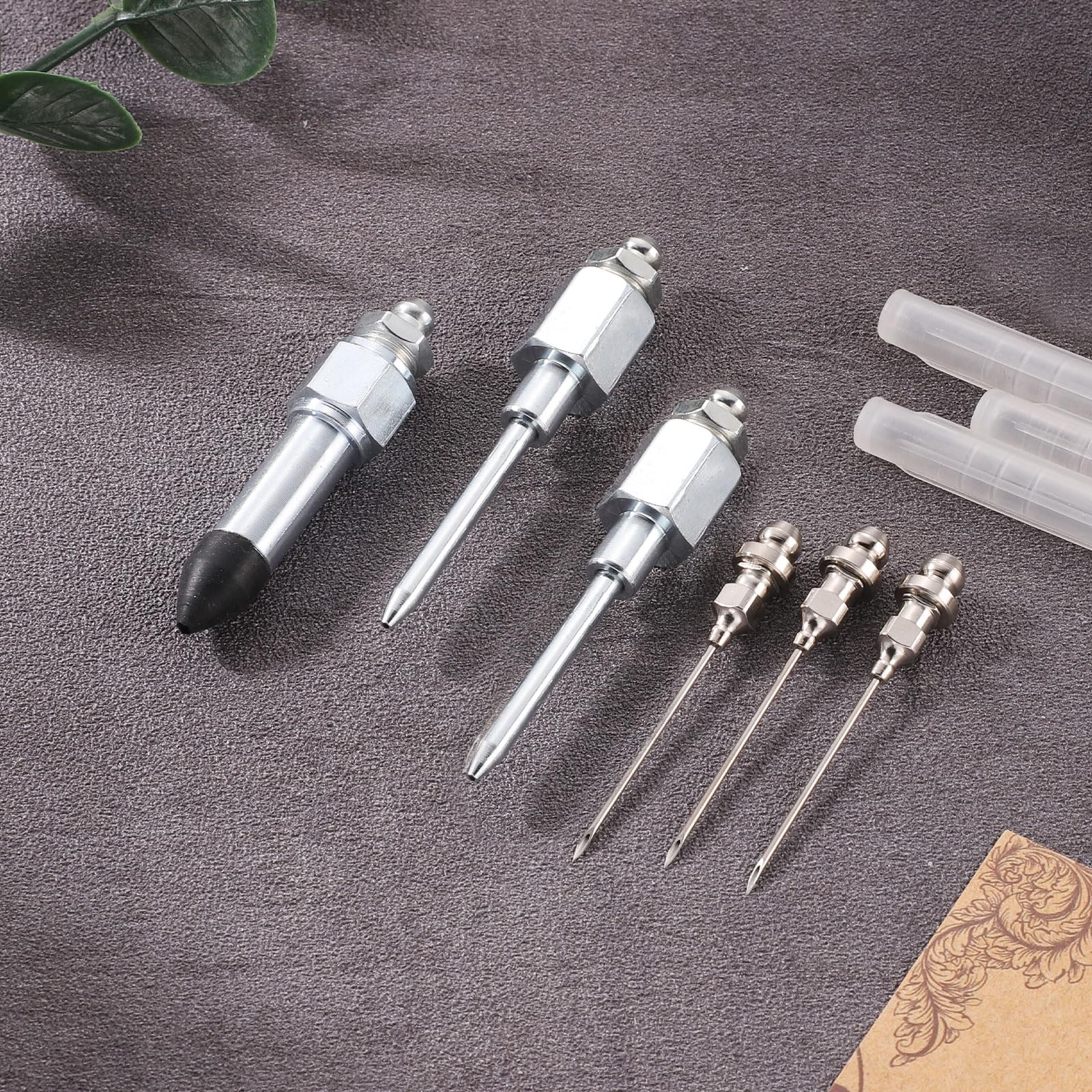 Lyreh Lot De 7 Accessoires Pour Pistolet à Graisse En Acier Au Carbone - Distributeur De Buse En Caoutchouc - Outil De Nettoyage Pour Espaces étroits Et Trous Profonds