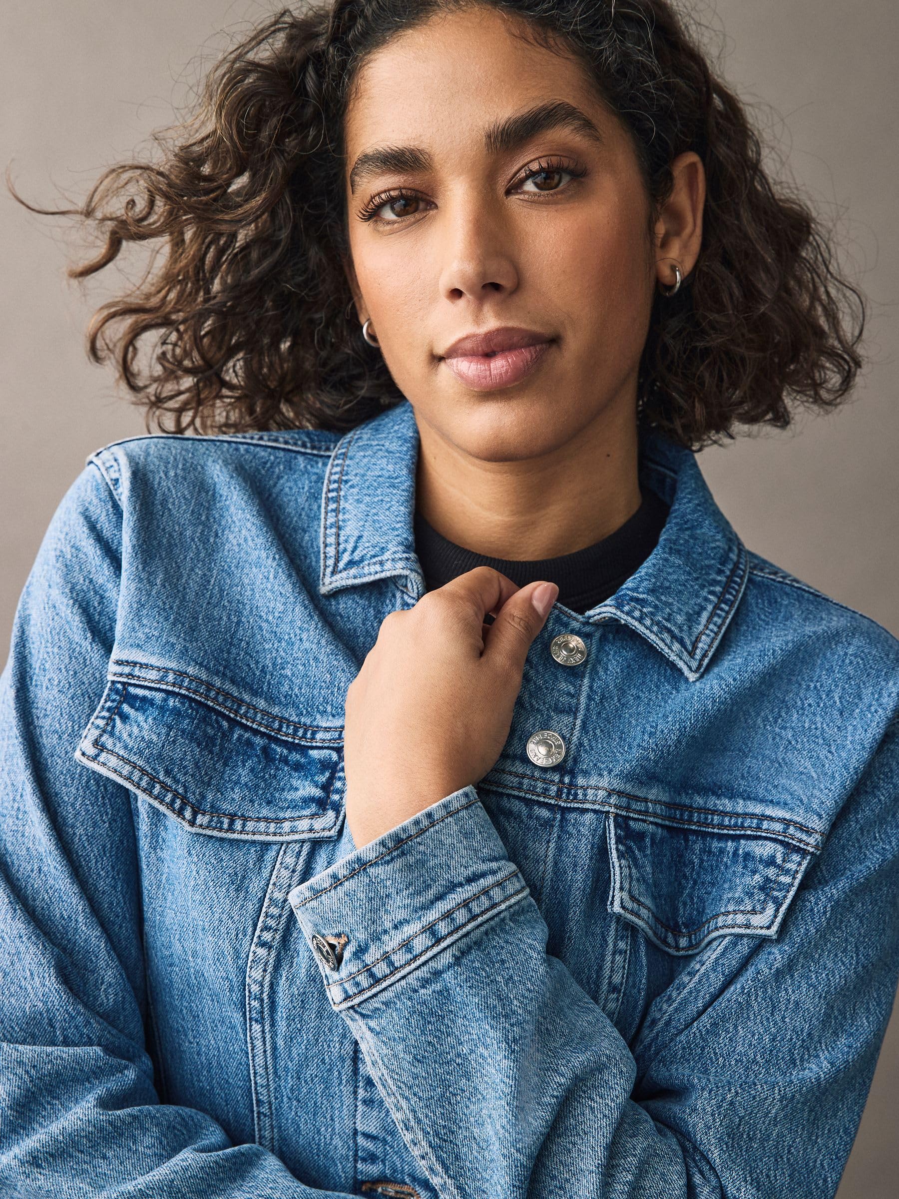 NEXT Mujeres Chaqueta Vaquera de Corte Ajustado para Busto Grande