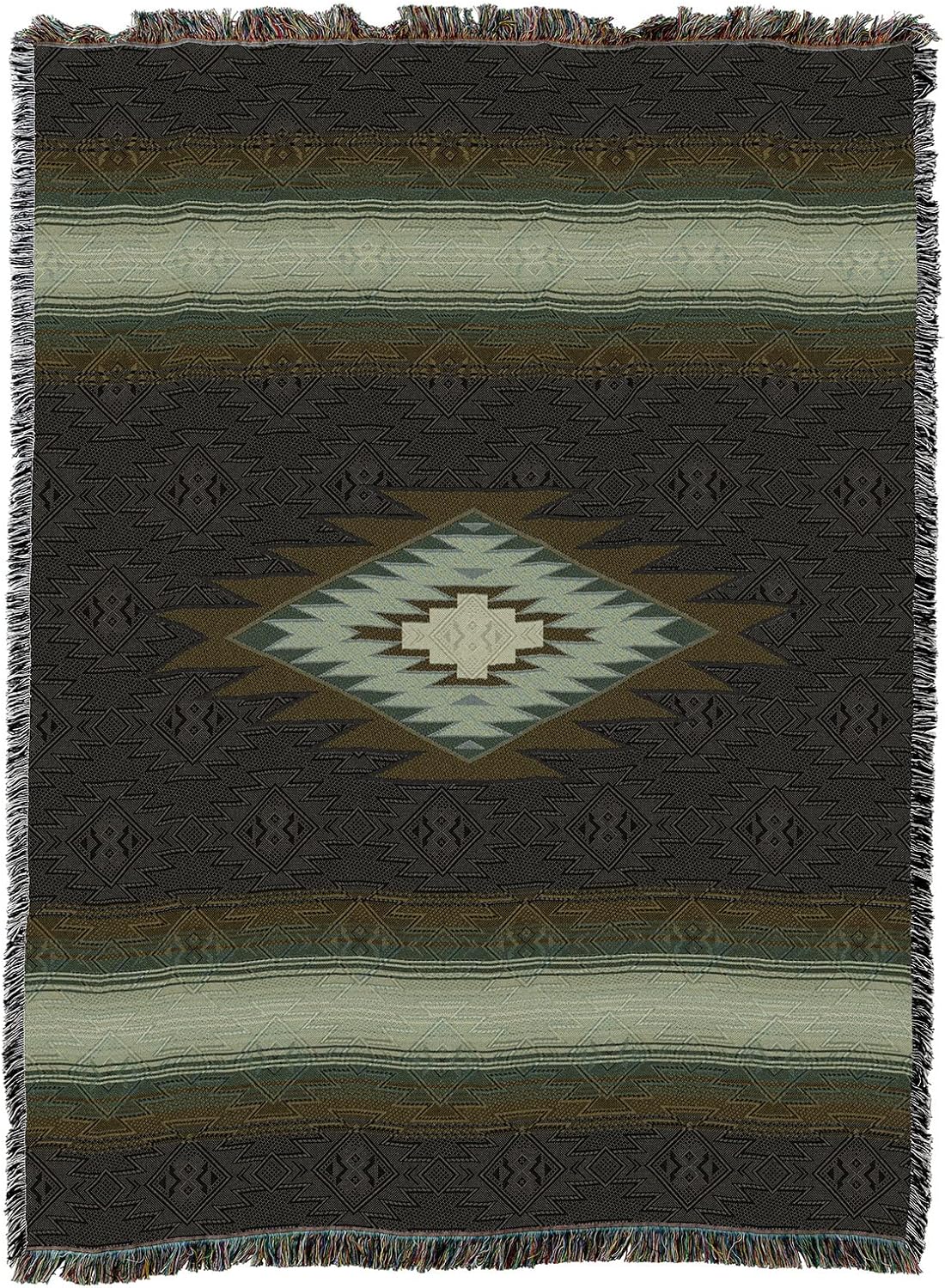 Pure Country Weavers Callam Bay Blanket - Southwest Native American Inspired - Gift Tapestry Throw Woven from Cotton - Made in The USA (72x54)