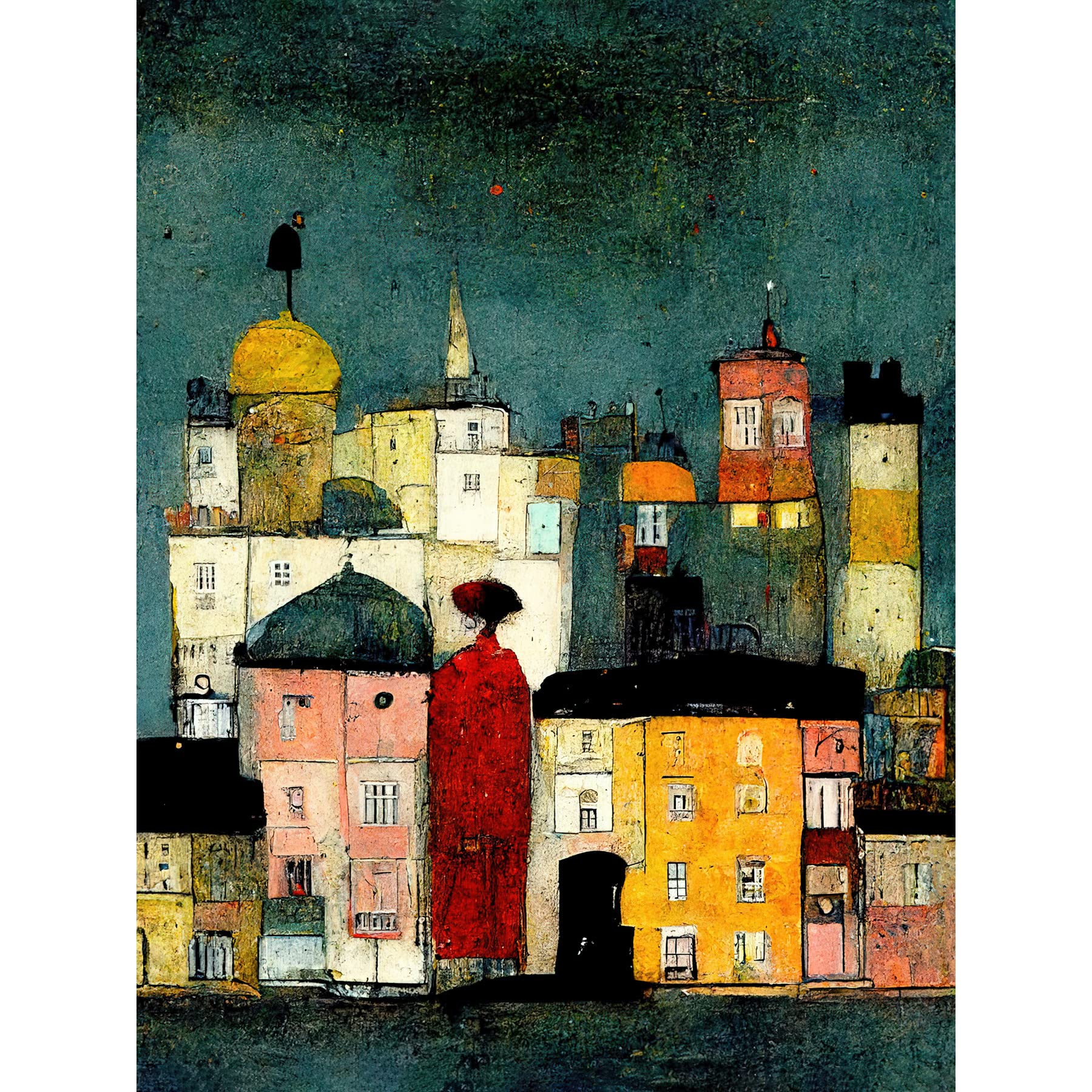 Doppelganger33 LTD Onlooker Quirky Colourful Street Scene Large Wall Art Poster Print Thick Paper 18X24 Inch