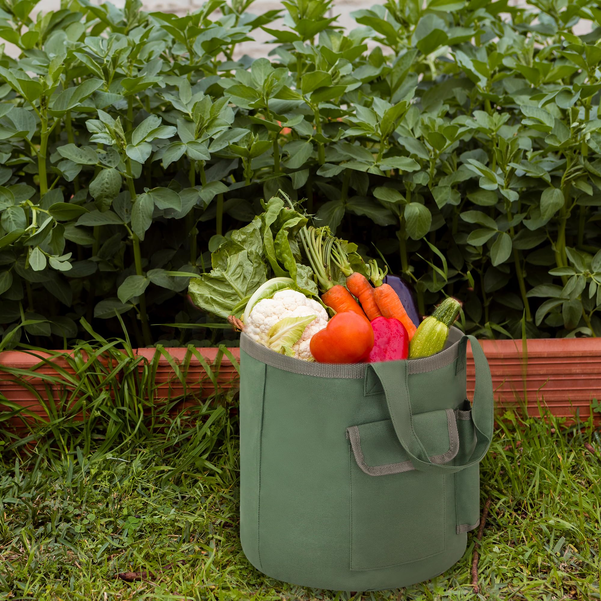 Sac seau à outils de jardin, sac fourre-tout de jardinage vert avec poches, sac fourre-tout pour outils de jardin en tissu Oxford imperméable pour femmes hommes jardiniers (sac uniquement)