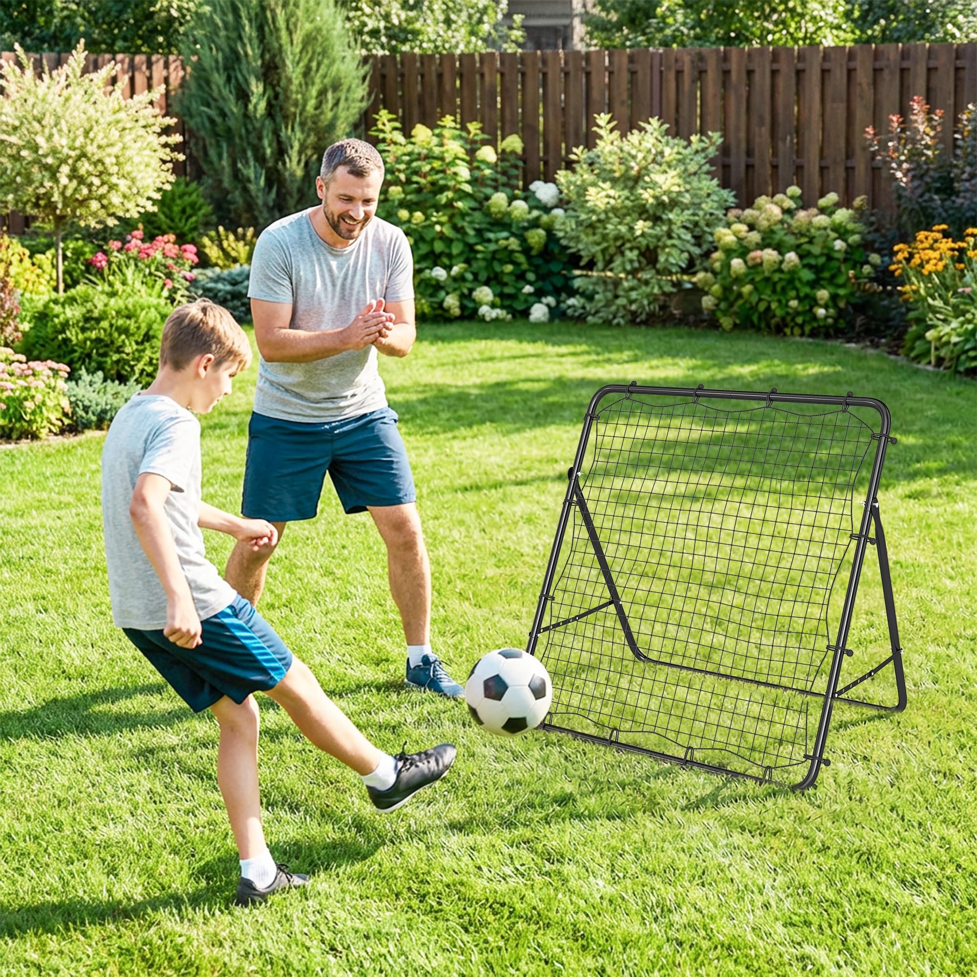 SPORTNOW Filet de Rebond Réglable à 5 Angles en Acier, Multisport Pliable 120x73x112cm Noir