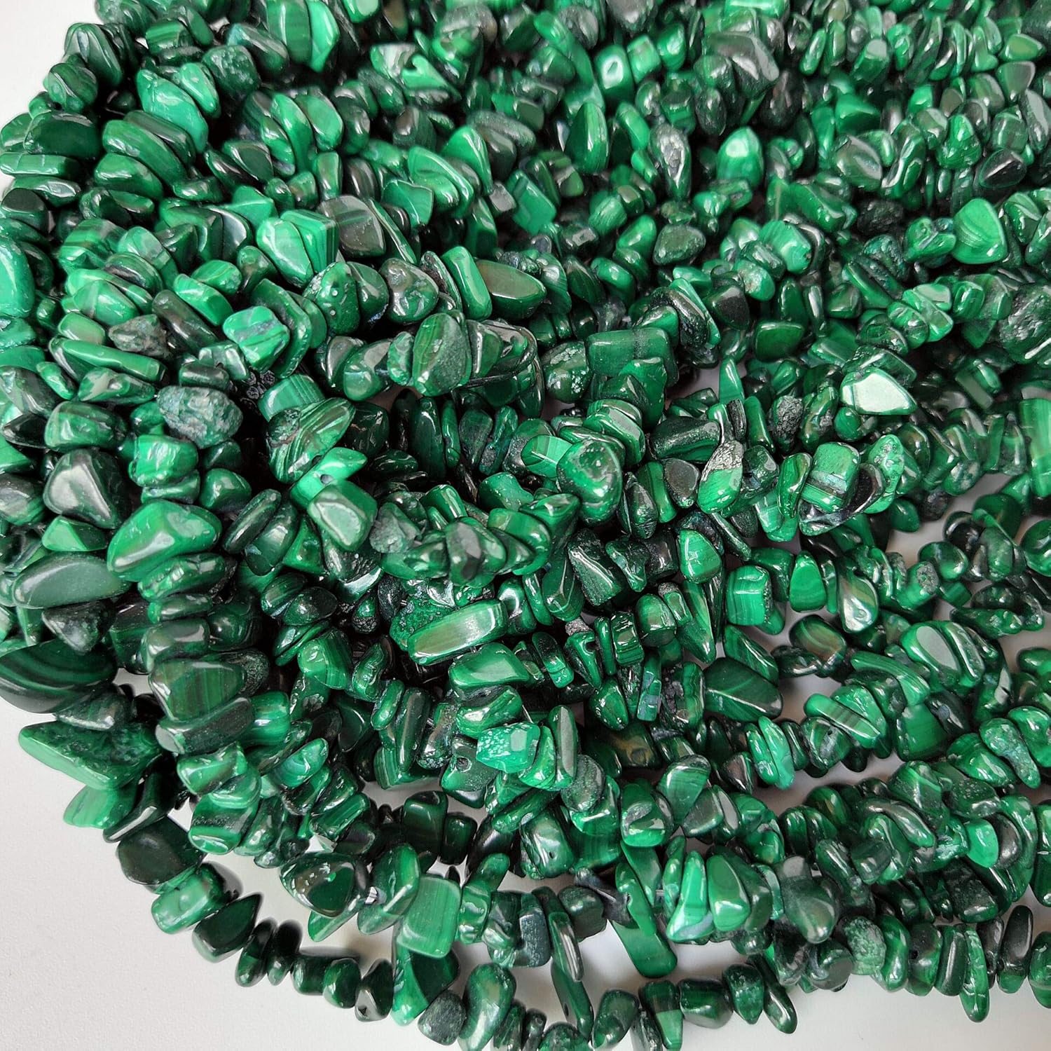 90 Inches Malachite Irregular Shaped Crystal and Healing Tumbled Chip Stone Beads for Jewelry Making
