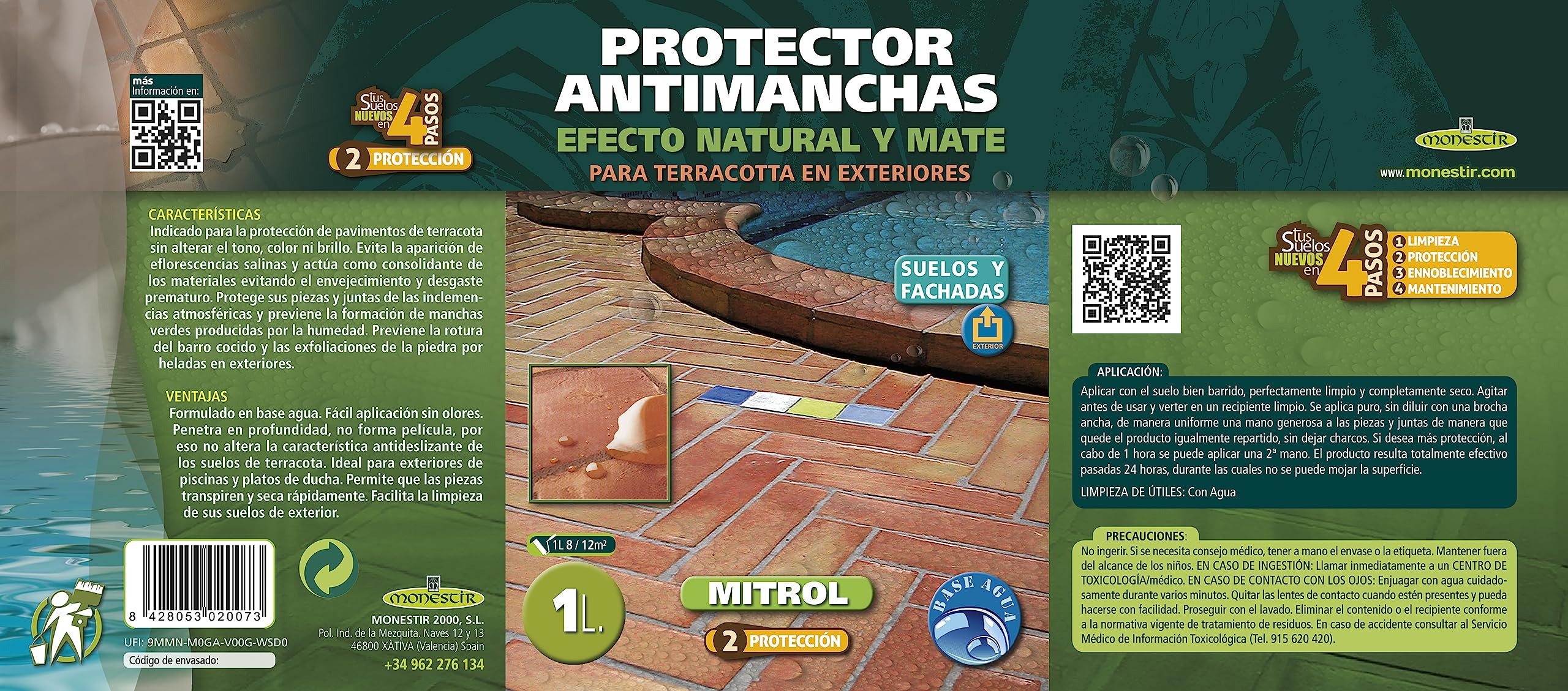 MONESTIR MITROL PROTECTOR ANTIMANCHA EXTERIORES EFECTO MATE 1L MONESTIR